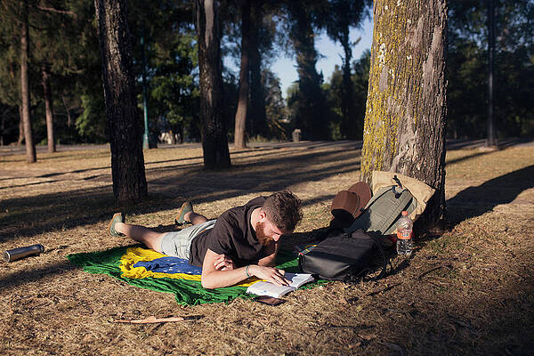 Man Reading A Book In A Park #1 Print