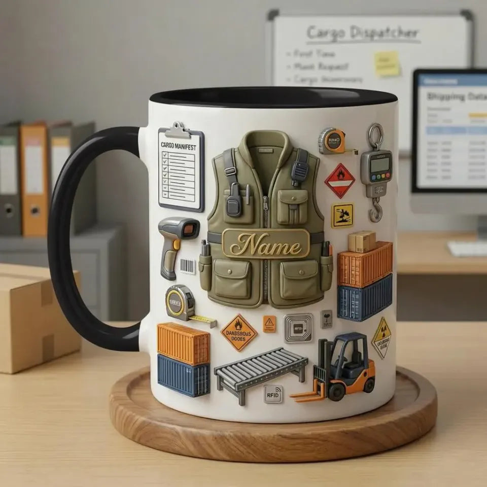 3D Embossed Accent Mug - Personalized Cargo Dispatcher & Freight Control Coffee Cup