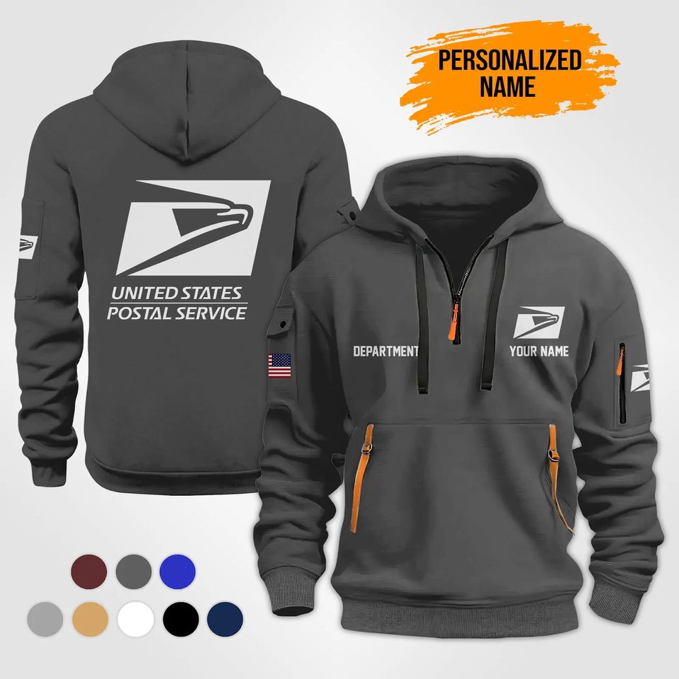Personalized Name Love Postal Service Quarter Zip Hoodie