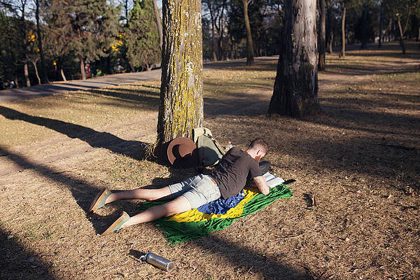 Man Reading A Book In A Park #5 Print