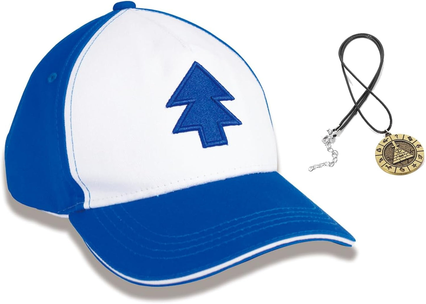 Dipper Hat Embroidered Blue Fir Dipper's Cap Baseball Cap with Bill Cipher Necklace