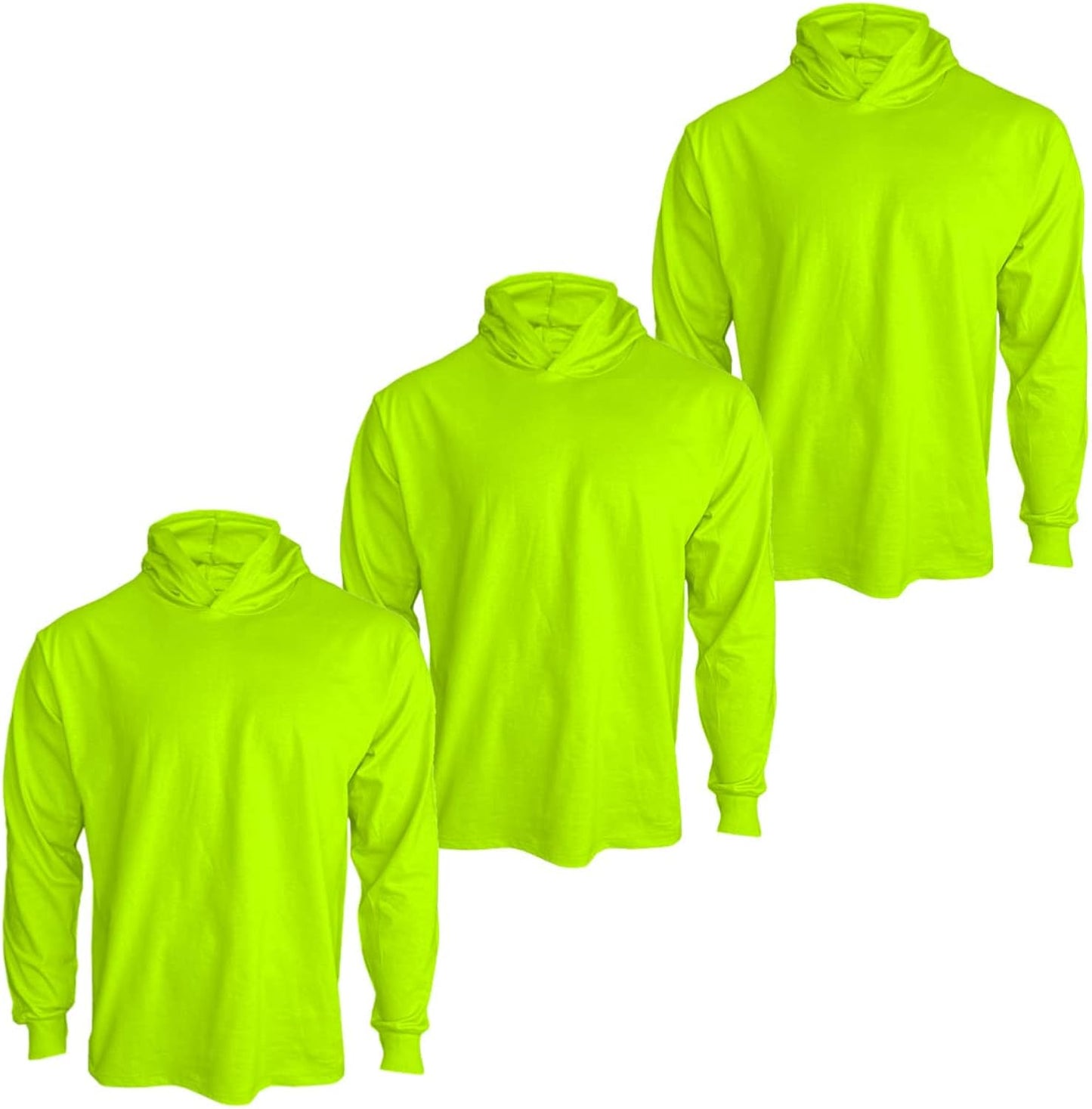 High Visibility Shirts for Men 3 Pack Long Sleeve Hi Vis Construction Safety Work Shirts S-2XL