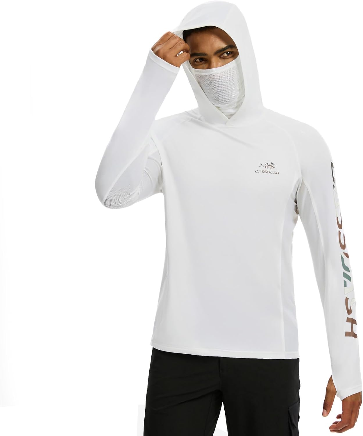 Men’s UPF 50+ Graphic Fishing Hoodie Shirts with Mask Pocket UV Long Sleeve Moisture Wicking FS47M