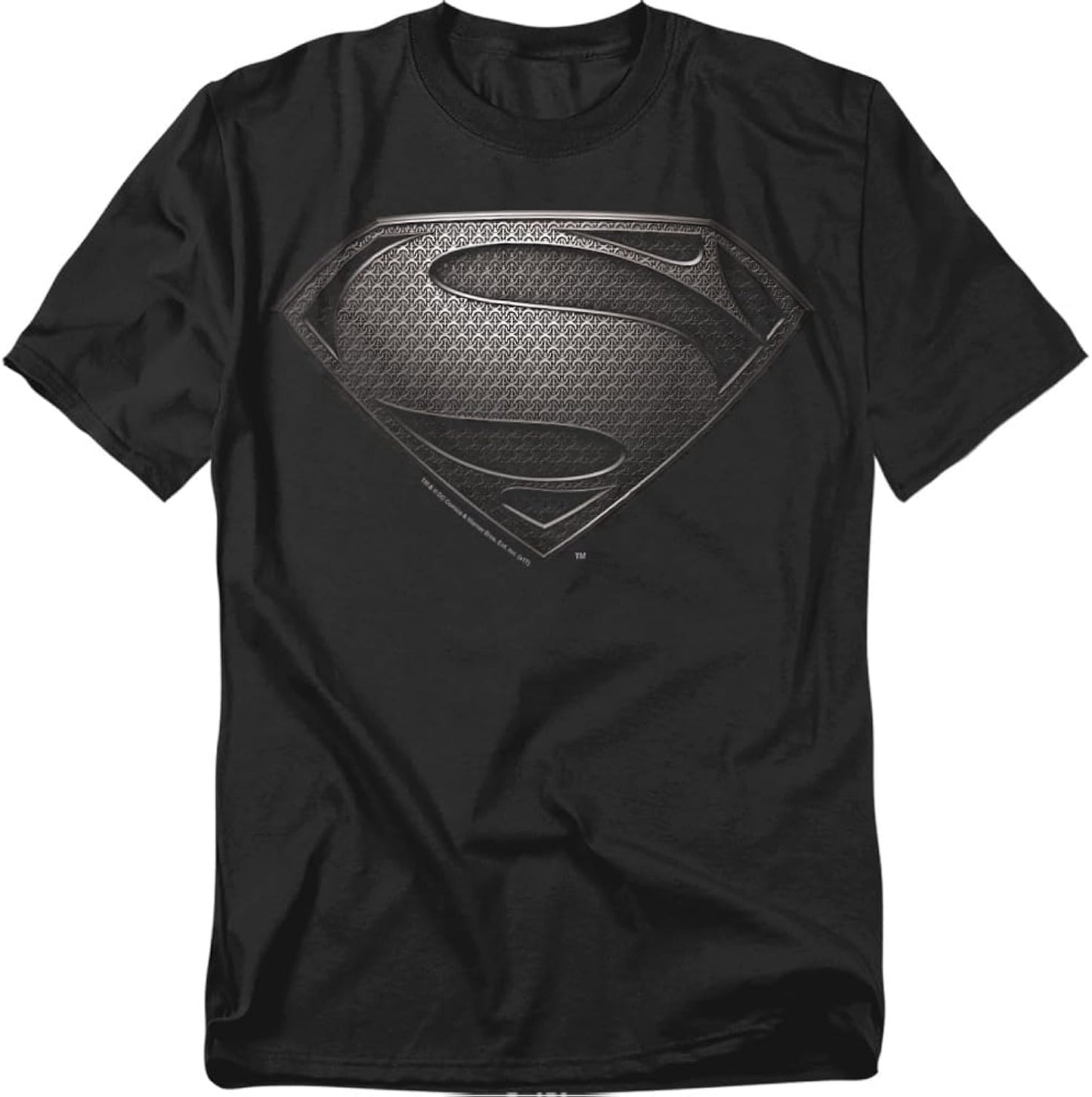 Superman Man of Steel Movie Gray Shield Black T Shirt
