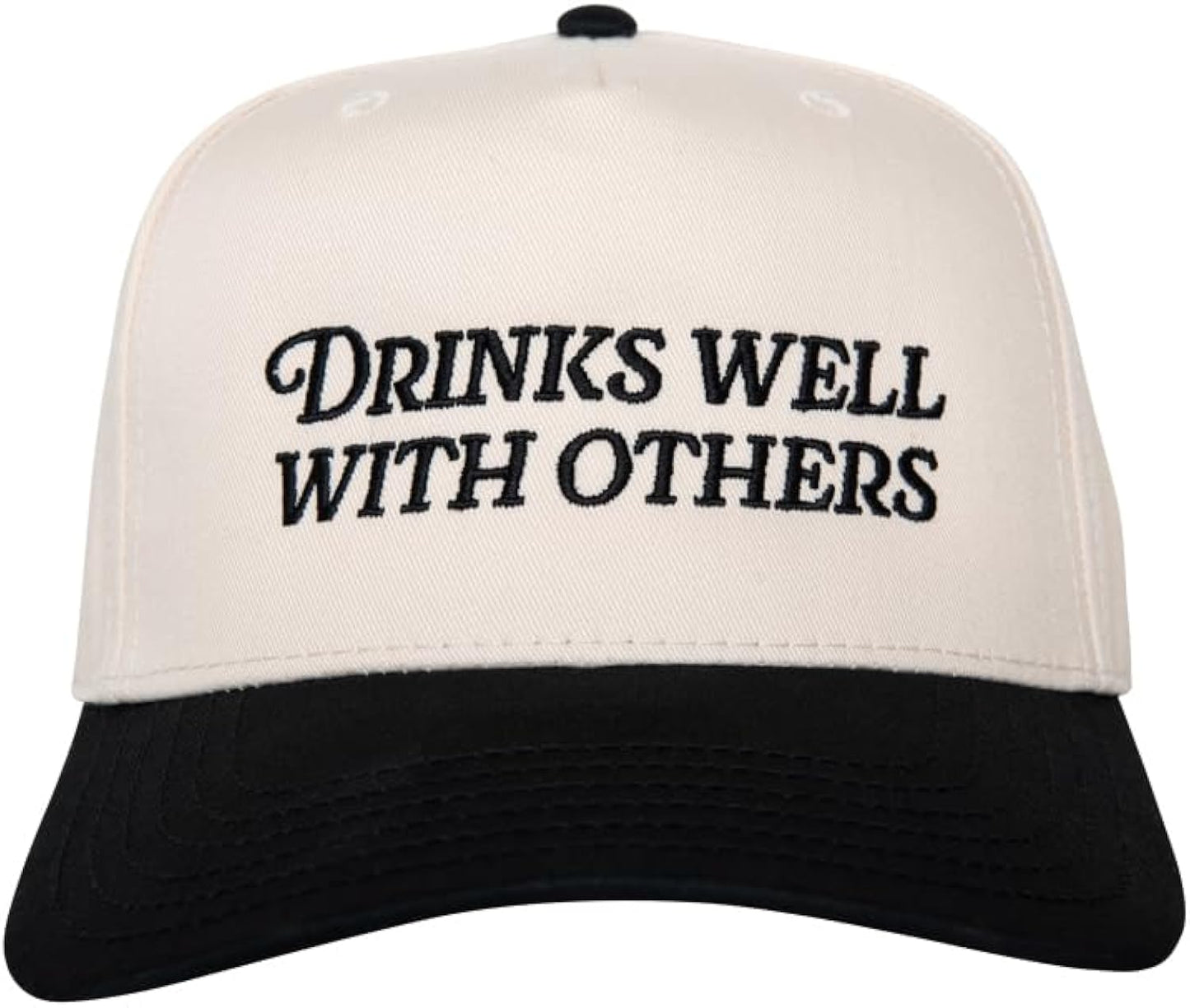 Drinks Well with Others Vintage Hat - Two-Toned Trucker Hat - Embroidered Vintage Baseball Cap for Women - Snapback
