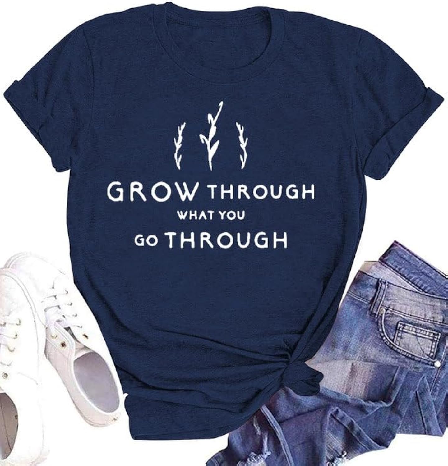 Inspirational Tshirts for Women Grow Through What You Go Through Shirt Motivational Tee Top