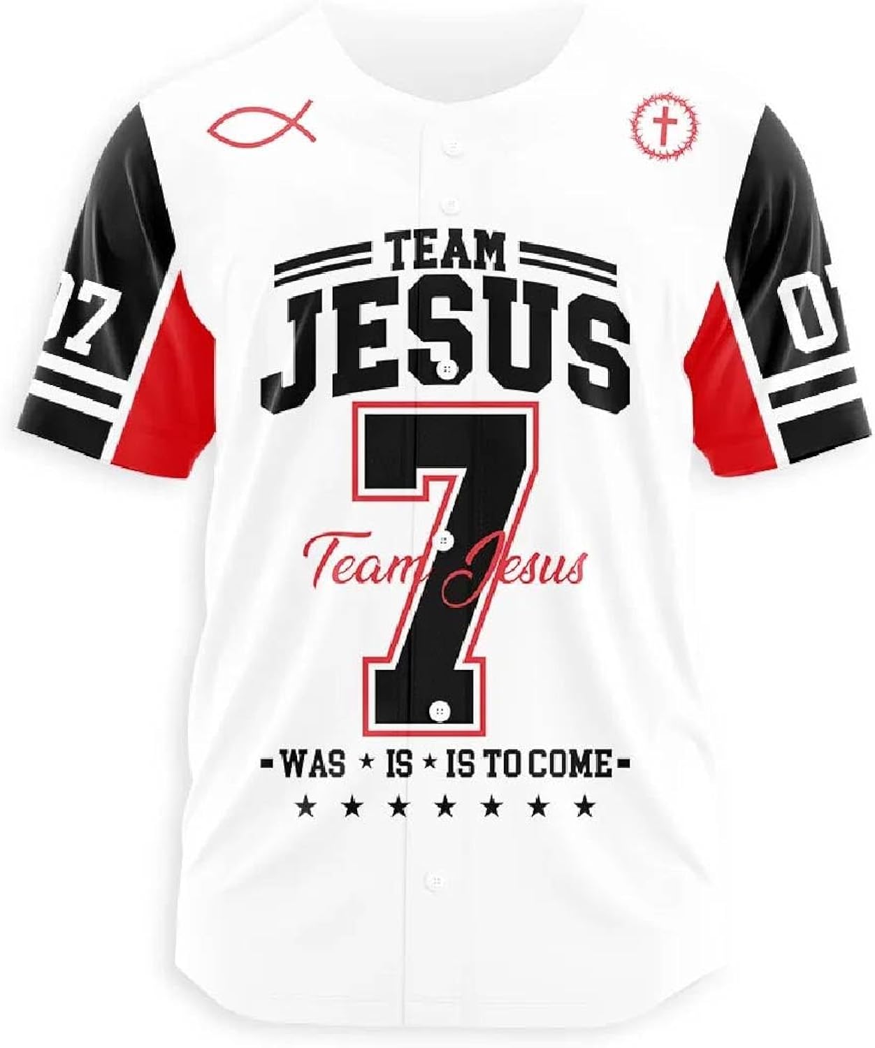 Christian Graphic Tees Oversized T-Shirt Novelty Women Men All-Over Print Baseball Jersey Team Jesus White
