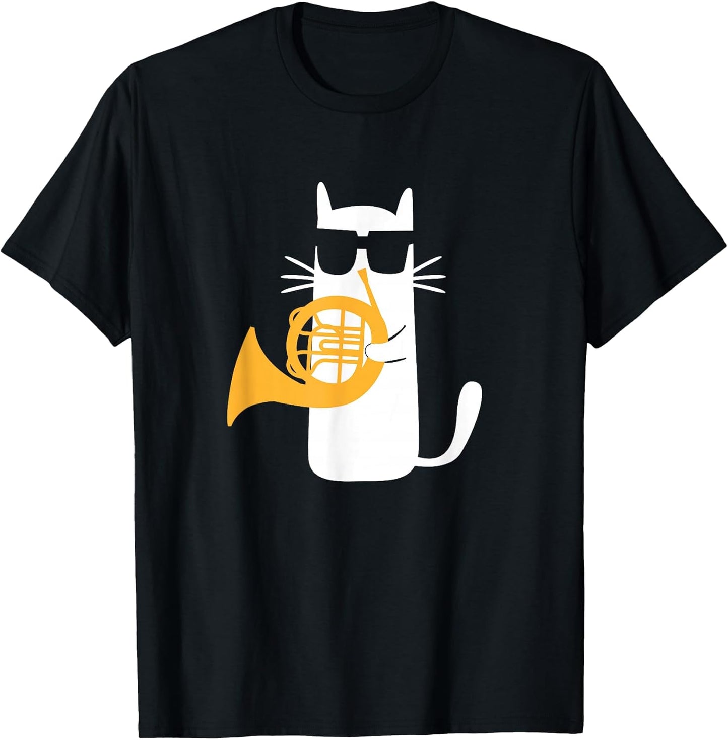 Cat French Horn Funny Cat Lover T-Shirt
