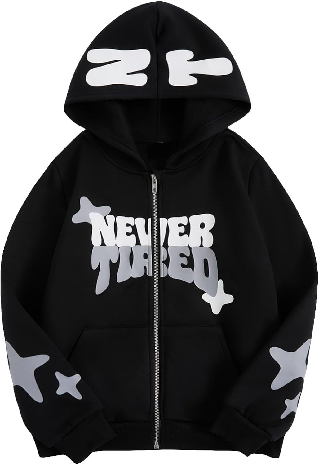 Boy's Zip Up Hoodies Sweatshirt Y2k Letter Graphic Long Sleeve Streetwear Jacket