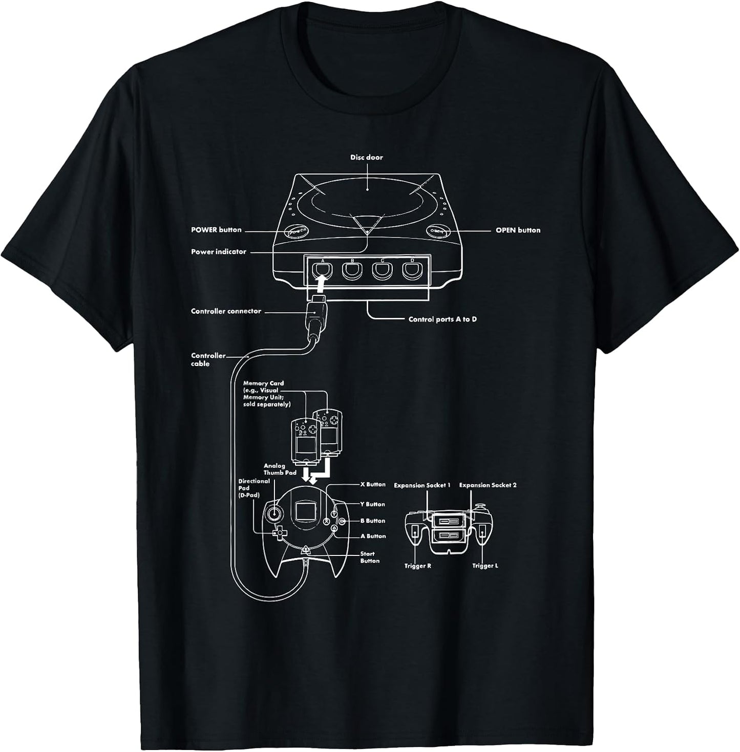 Vintage Gaming Diagram - Video Game Console Retro Chart Gift T-Shirt