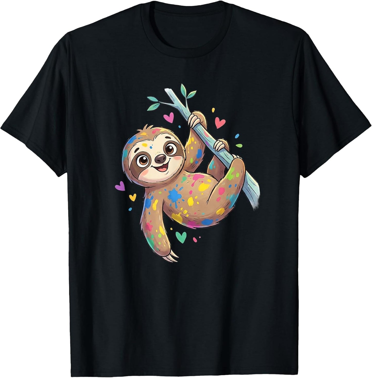 Colorful Sloth Lover Kids Rainbow Art