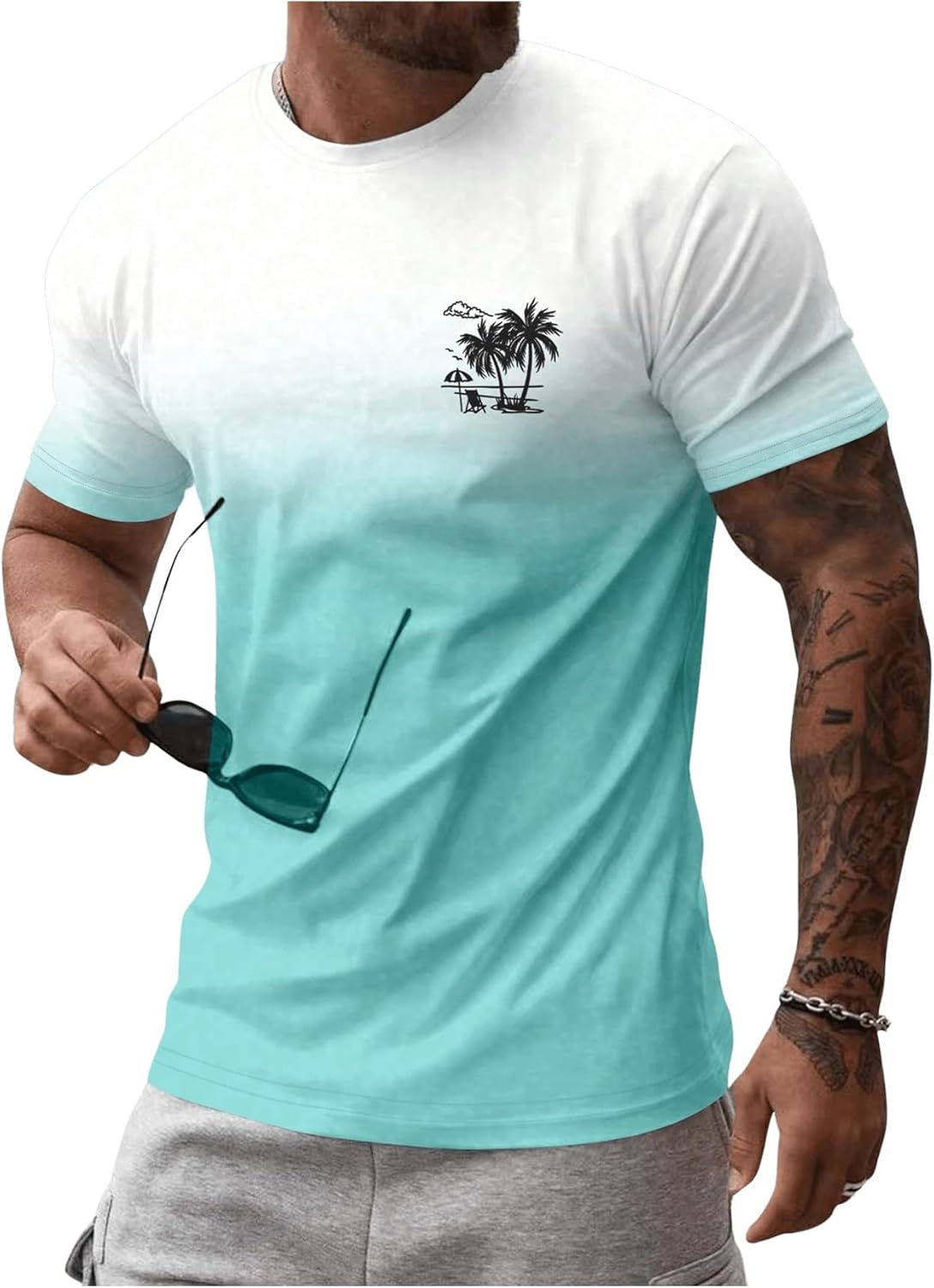Men's Short Sleeve Graphic Tees Summer Crewneck Top Shirt Beach Vacation T-Shirts