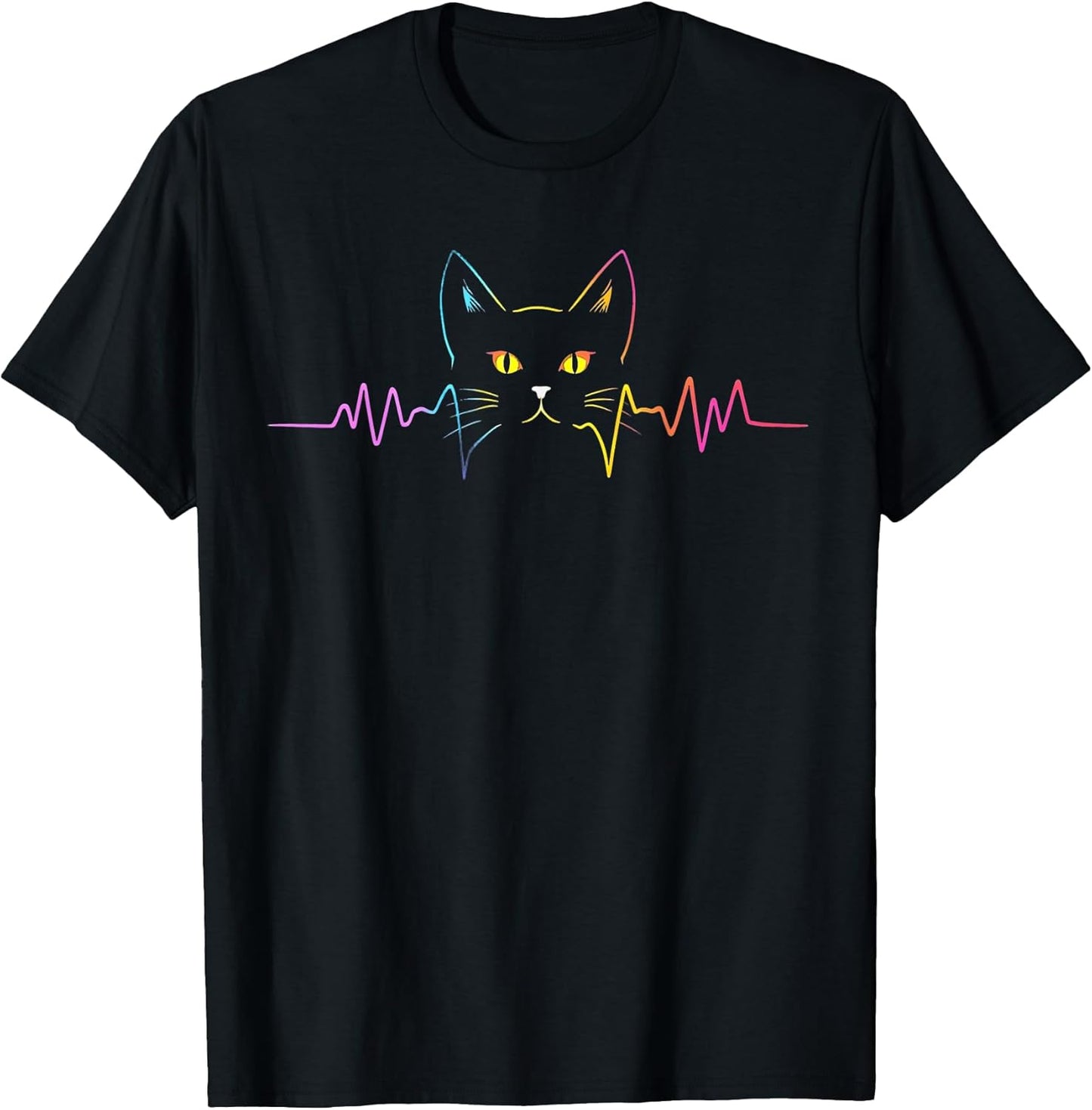 Heartbeat Cat Lover Cute Owner Animal Silhouette Art ECG T-Shirt