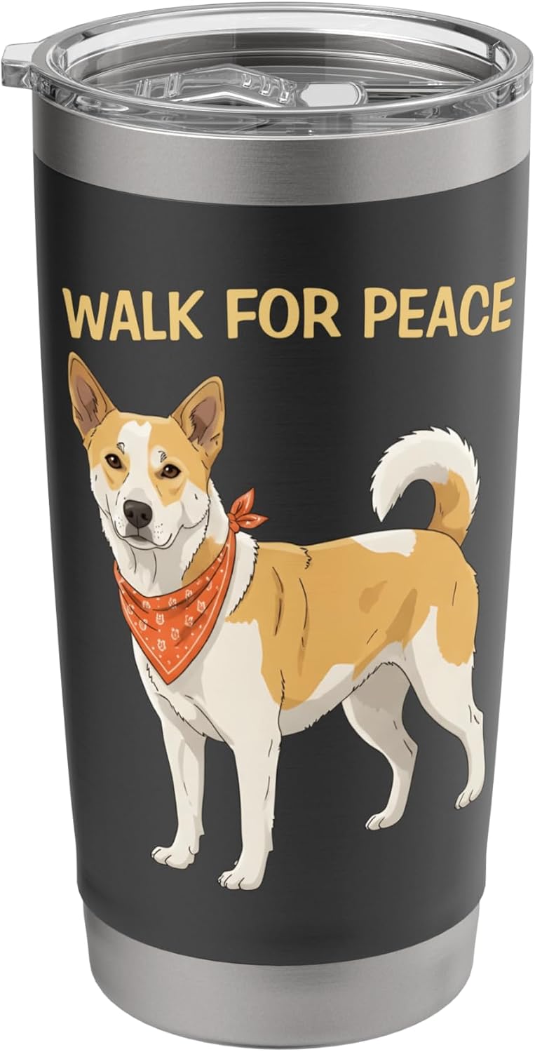 Walk For Peace Like Aloka Dog Minimalist Zen Art Dog Lover Stainless Steel Insulated Tumbler