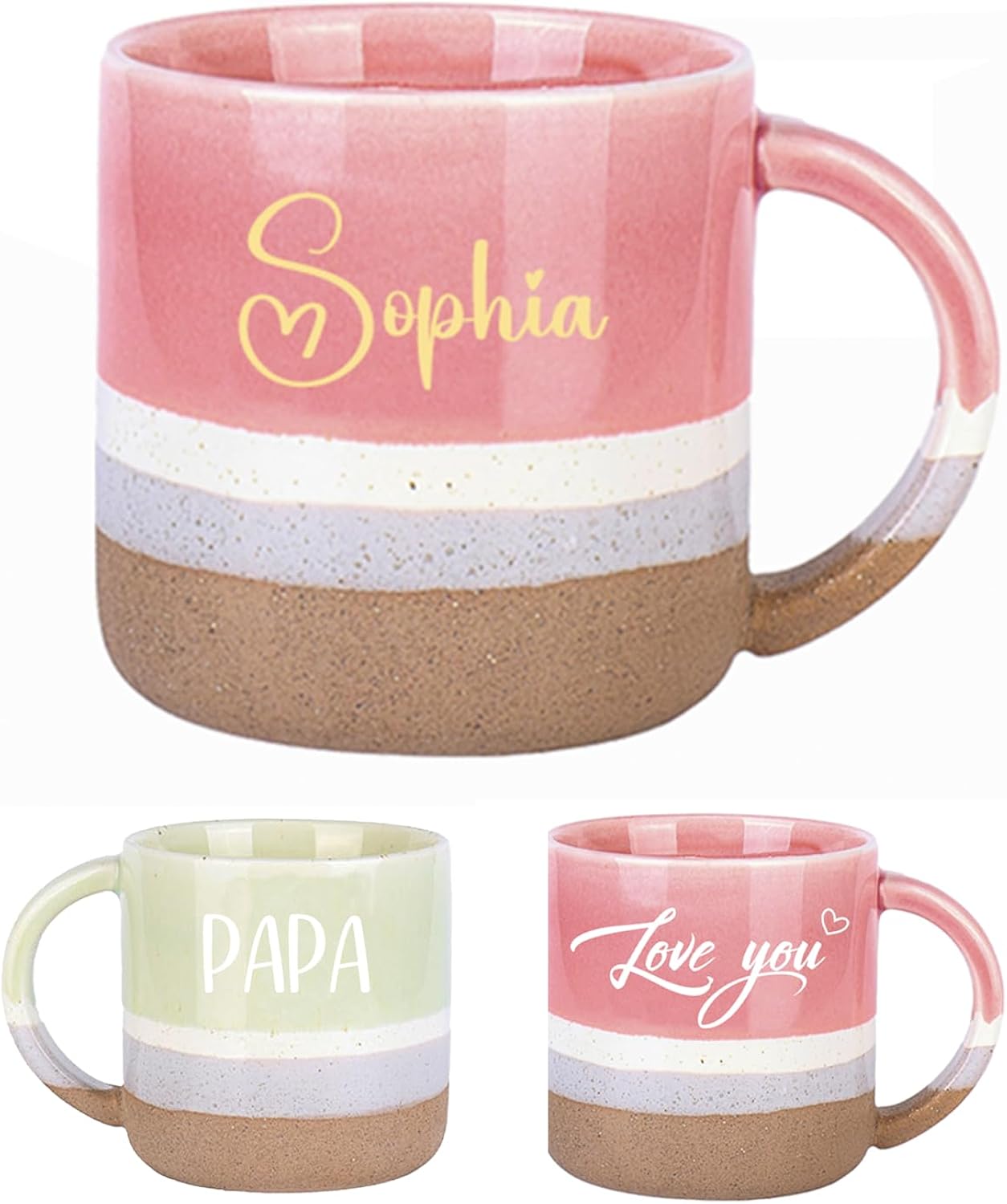 Personalized Ceramic Coffee Mug, Customized Tea Mugs with Name & Logo for Family, Men Women, Engraved 14 Oz Tea Cup for Travel, Microwave Dishwasher, Unique Design Bithday Gifts Christmas for Mom, Dad