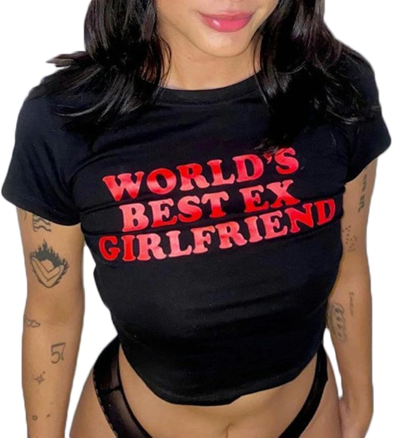 Y2k Baby Tee Shirts for Women Funny Letter Graphic Crop Tops Slim Fit Teen Girl Aesthetic Grunge T-Shirt