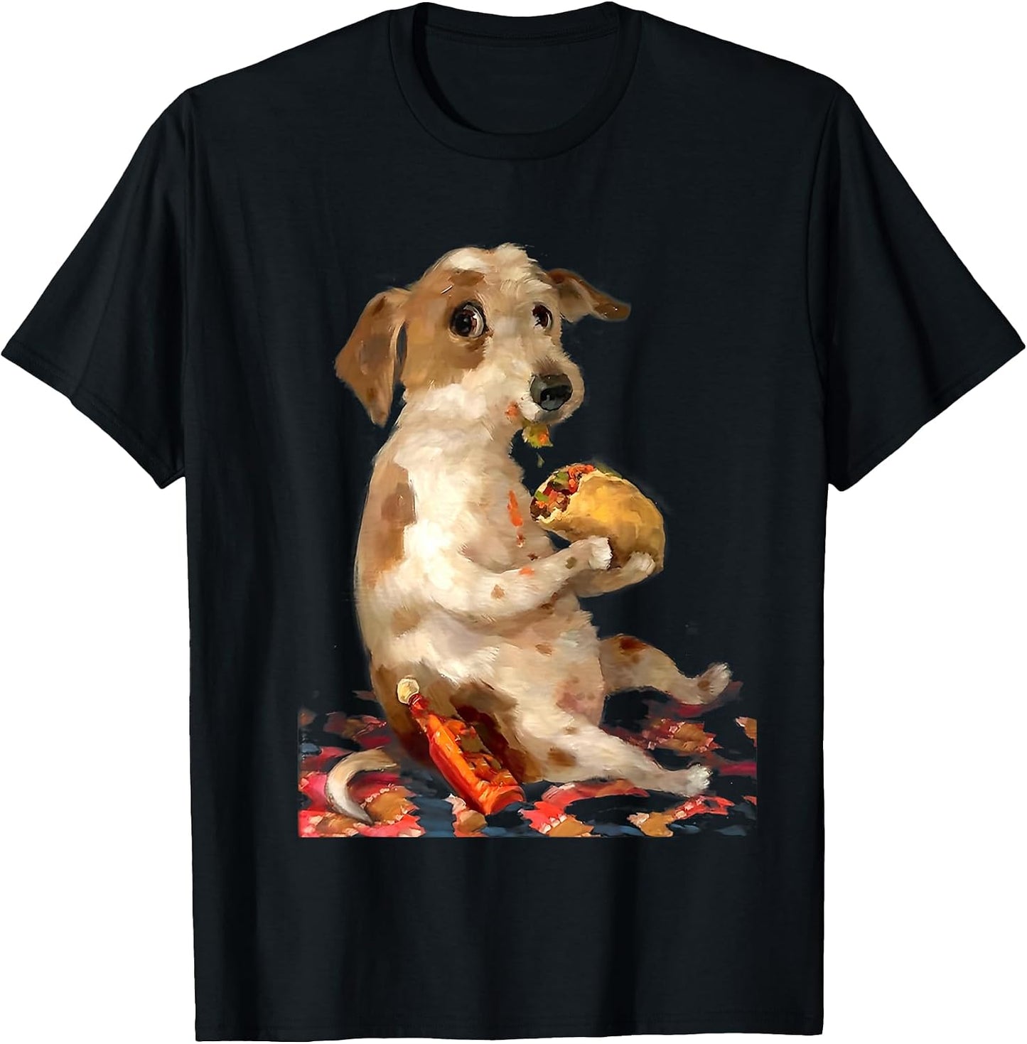 vintage dog chill with taco t-shirt