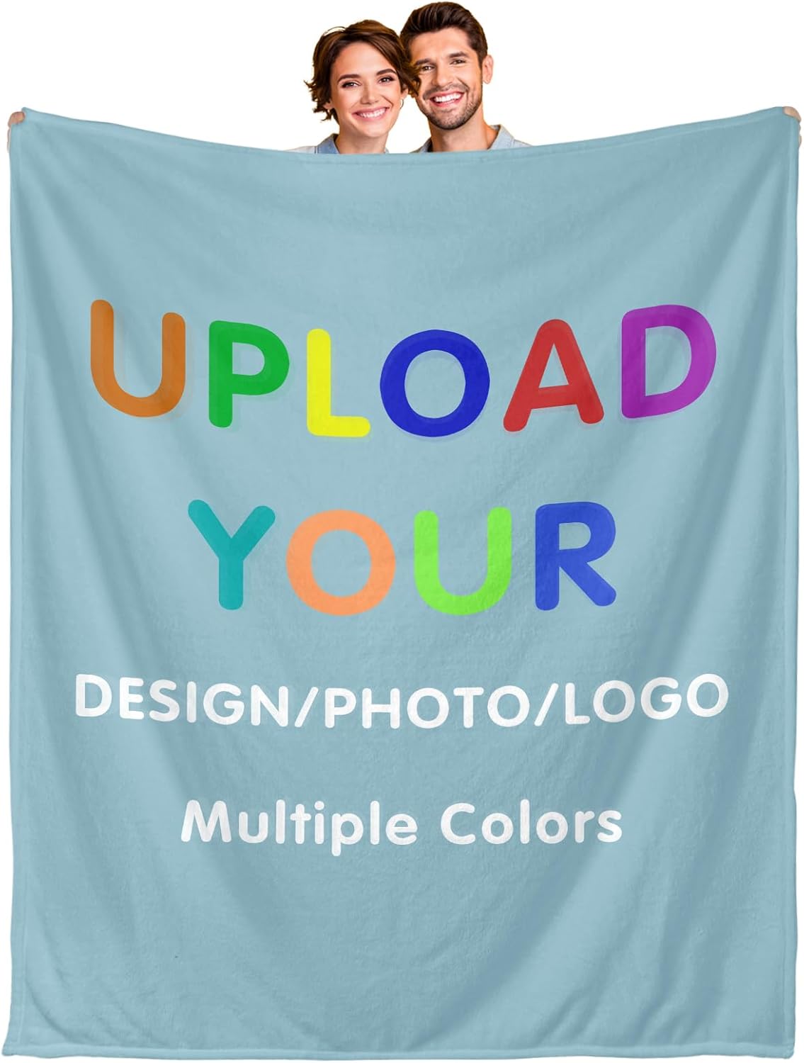 Ship Next Day, Custom Blanket with Your Design Text Logo Picture - Printed in USA, Personalized Flannel Blanket Bulk for Business Team Company Enterprise Boss Coworker Employee Appreciation Bulk Gifts