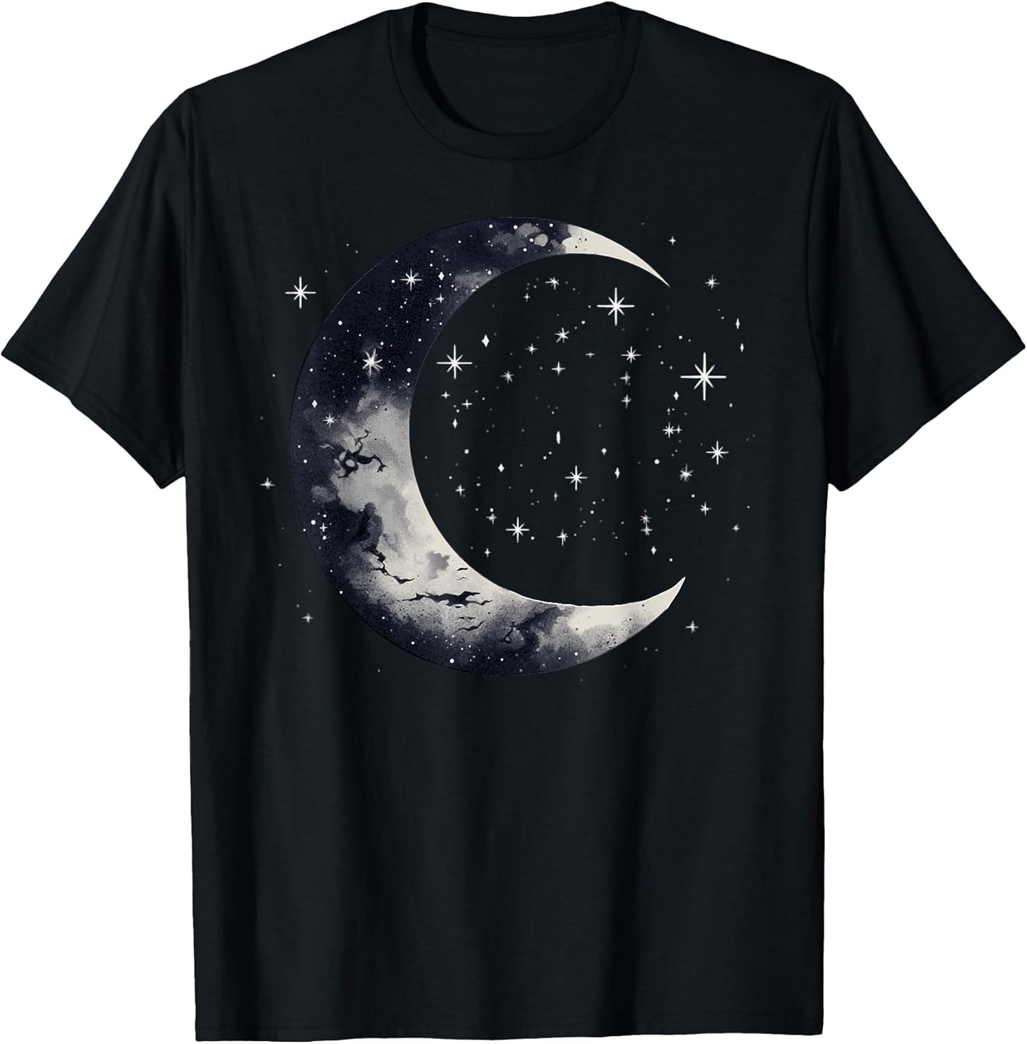 Stars and Moon Night Sky Galaxy Aesthetic Graphic Lovers T-Shirt