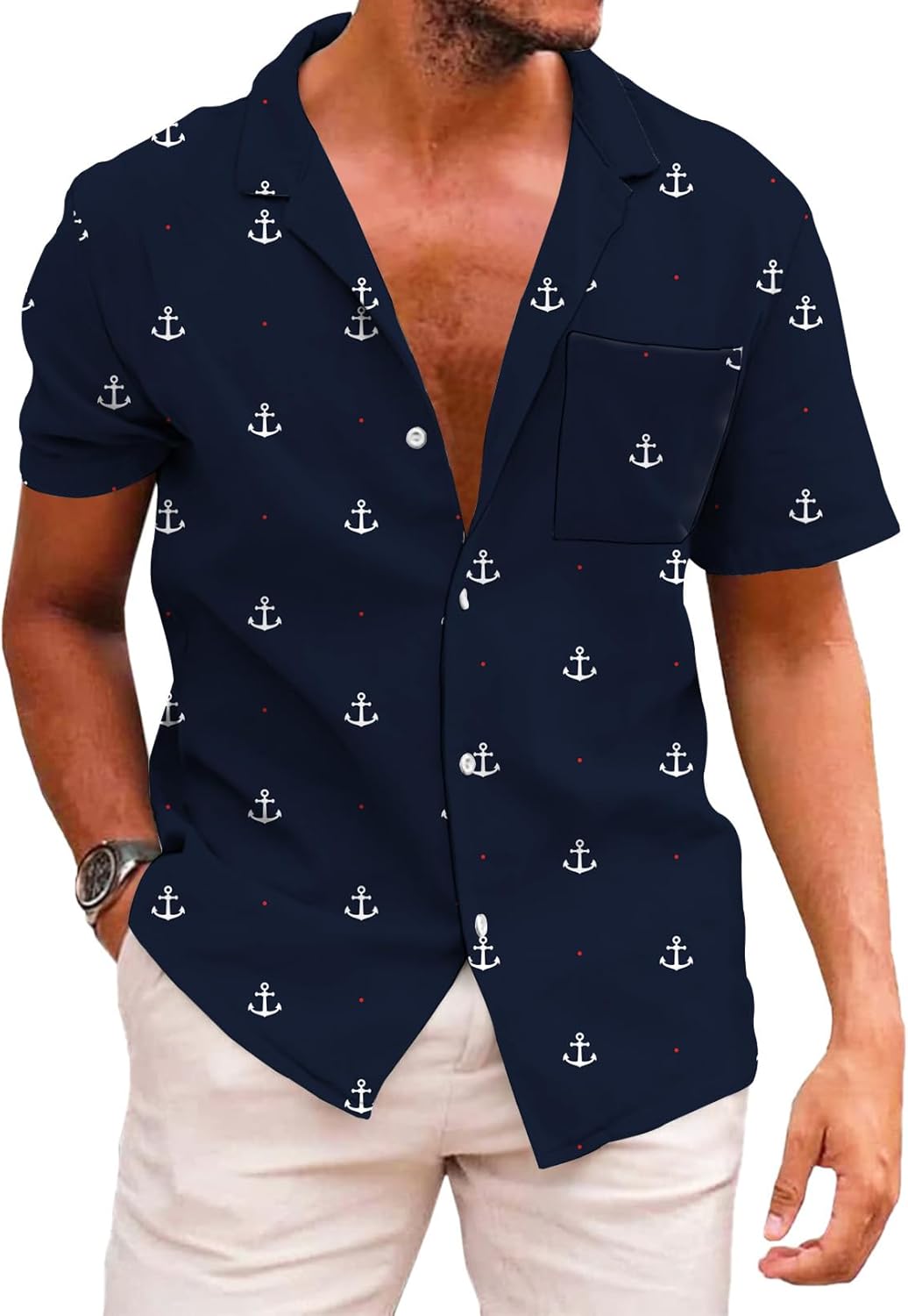 Funky Hawaiian Shirt for Men Palm Beach Shirts Tropical Vacation Clothes