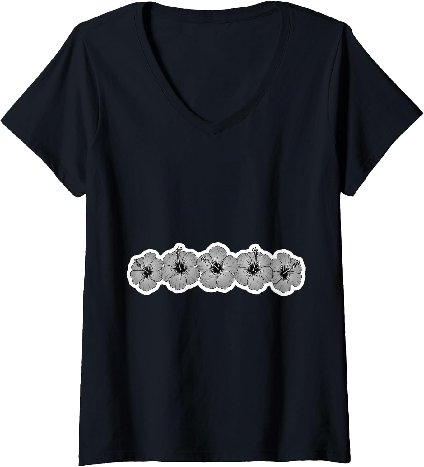 Black White Hibiscus Flower Hawaii Surfer Merch