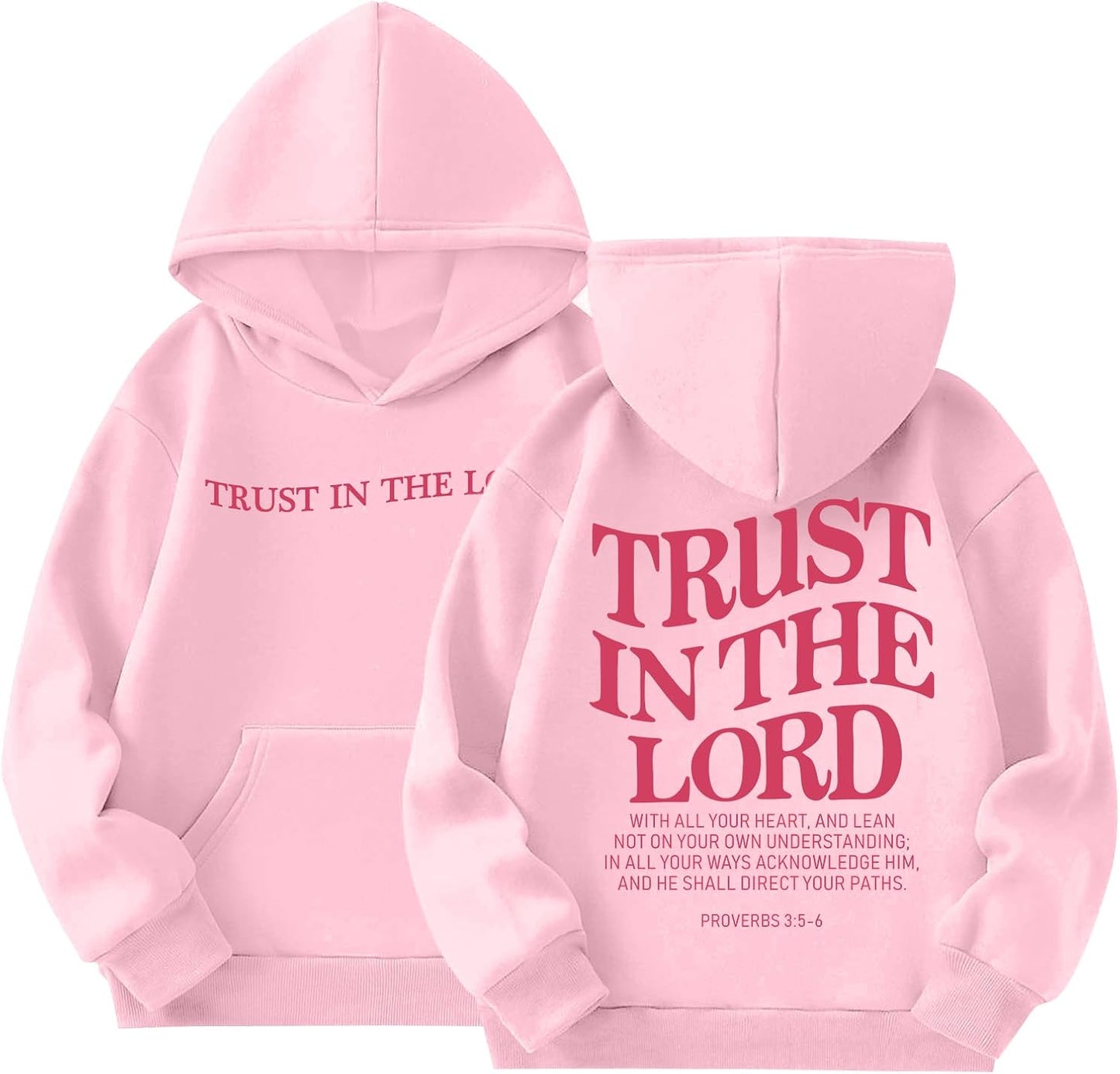 Trust In The Lord Graphic Hoodie For Girls Christian Jesus Hoodie Kids Faith Hooded Sweatshirt Preppy Pullover Tops