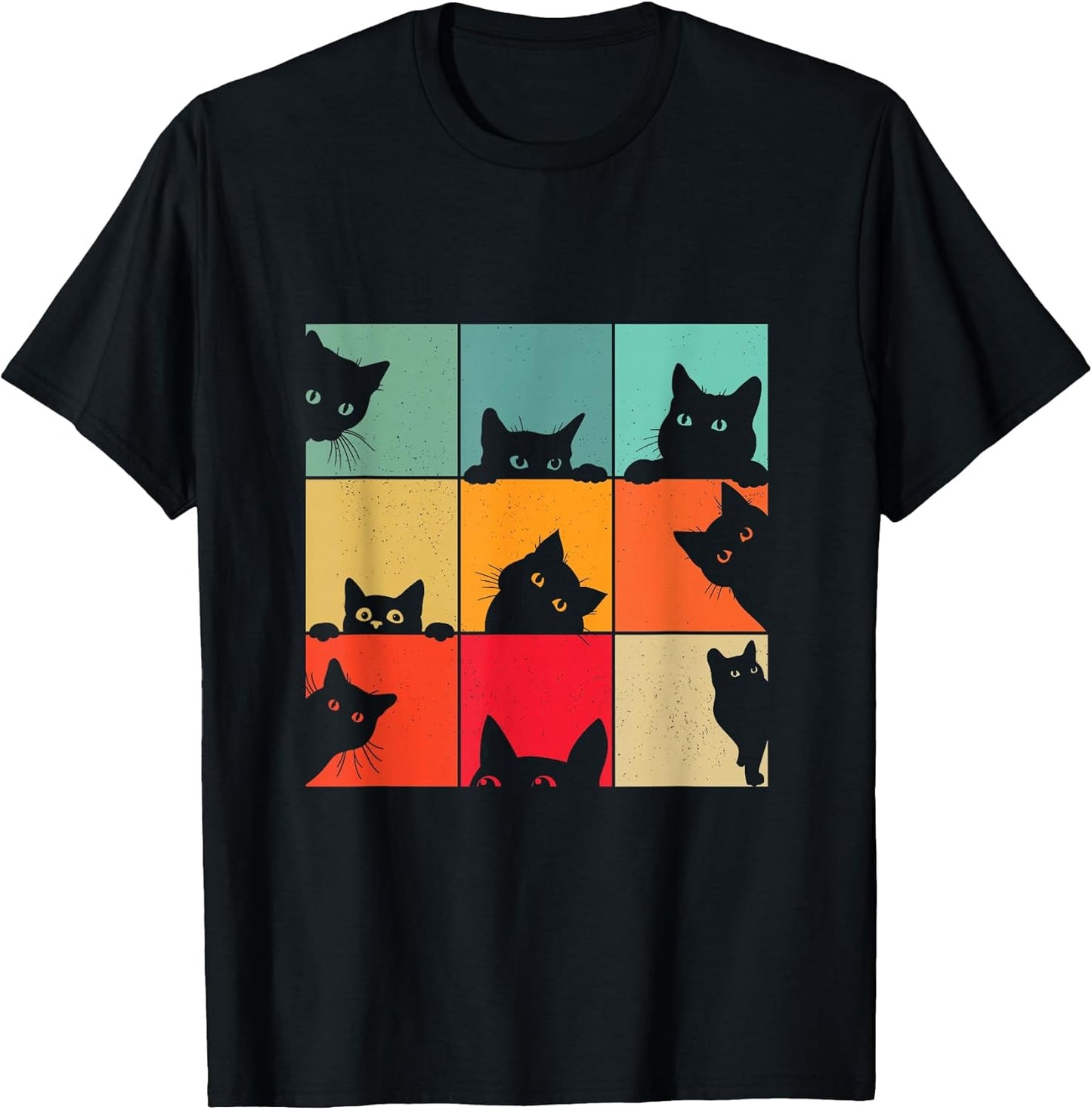 Funny Retro Vintage Curious Black Cat for Cats Lover T-Shirt