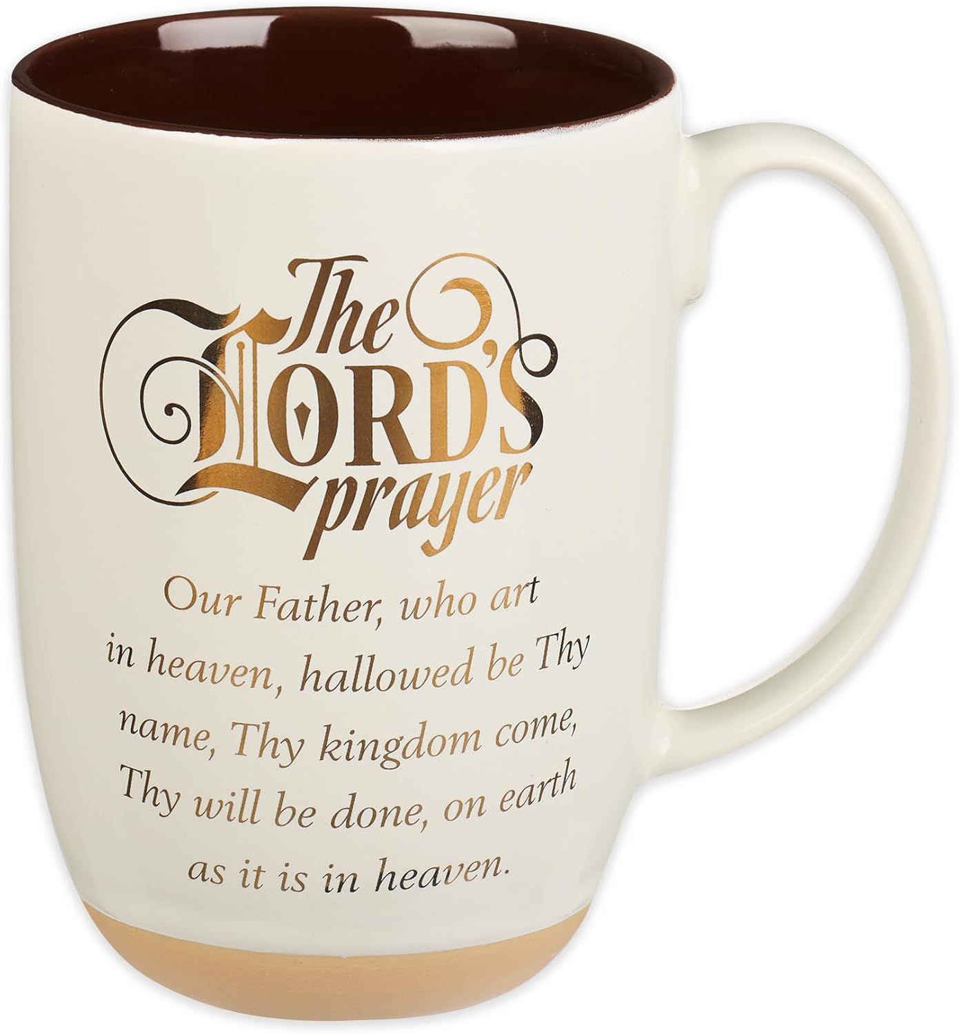 Christian Art Gifts White Clay Base Ceramic Coffee Mug – 15 oz. Lead and Cadmium-free Inspirational Scripture Coffee and Tea Mug for Men and Women with Bible Verse: The Lord's Prayer –Matthew 6:9-13