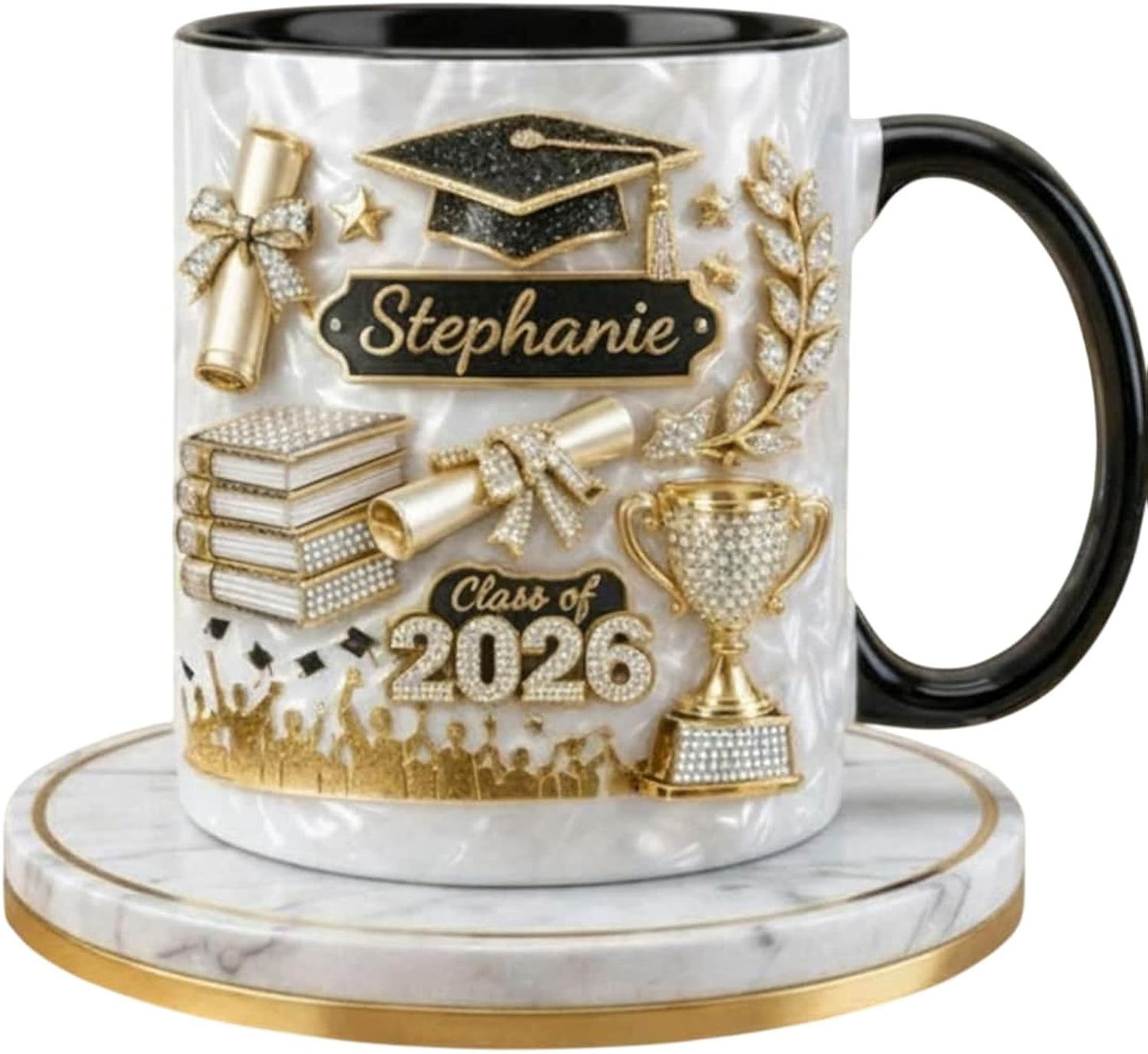 Custom Name Graduation 3D Effect Coffee Mug, Grads Gift For Daughter From Mom Dad, Class Of 2026, Graduation Mug Gift For Her, Personalized College Graduation Gift for Her Daughter