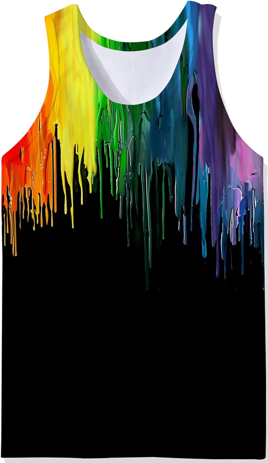 Mens Tank Tops Summer Sleeveless Tee Cool Workout T-Shirts Beach Novelty Undershirts
