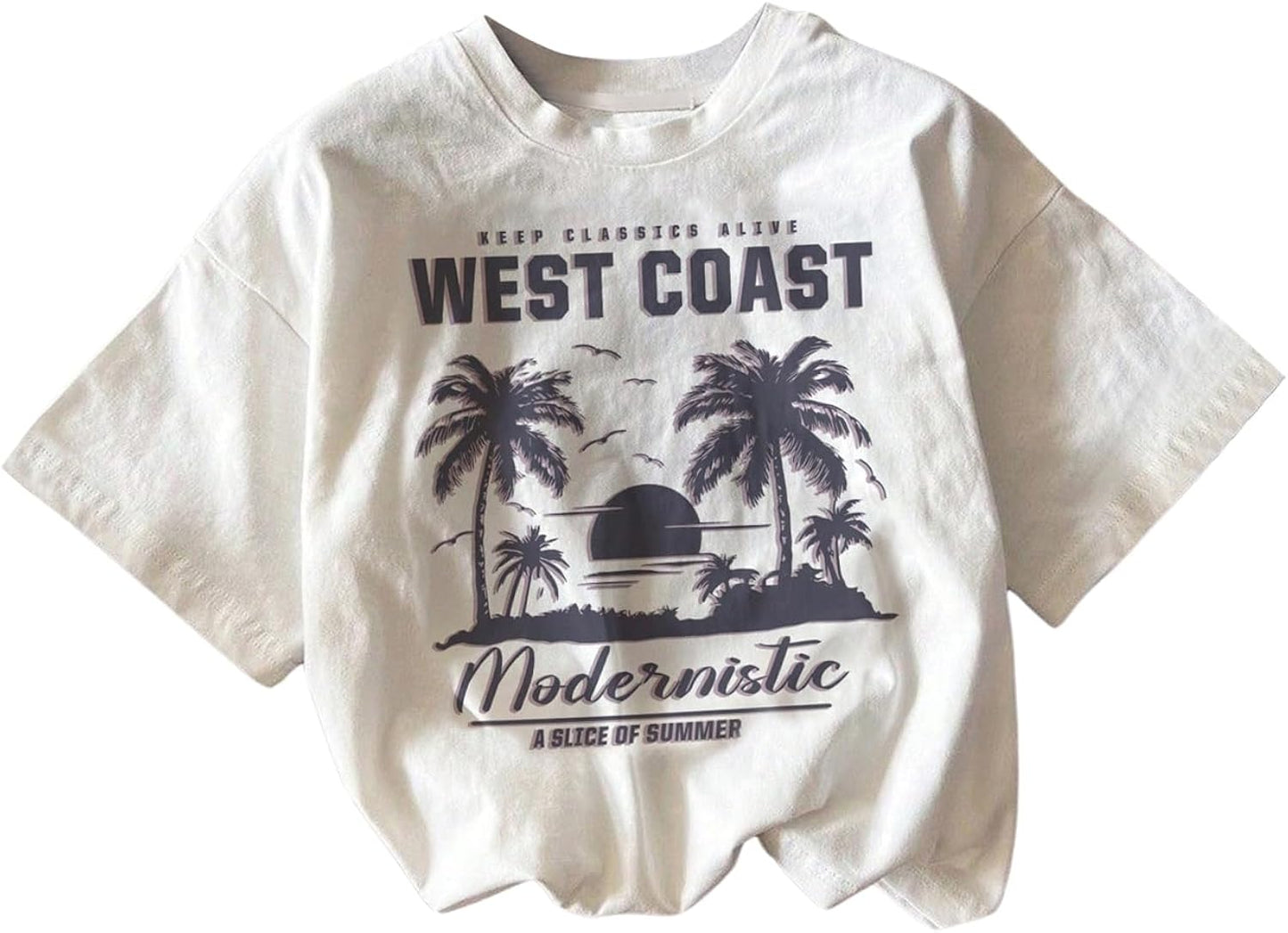 Girl's Graphic Print Tee Shirt Round Neck Short Sleeve T Shirts Summer Cute Trendy Tops