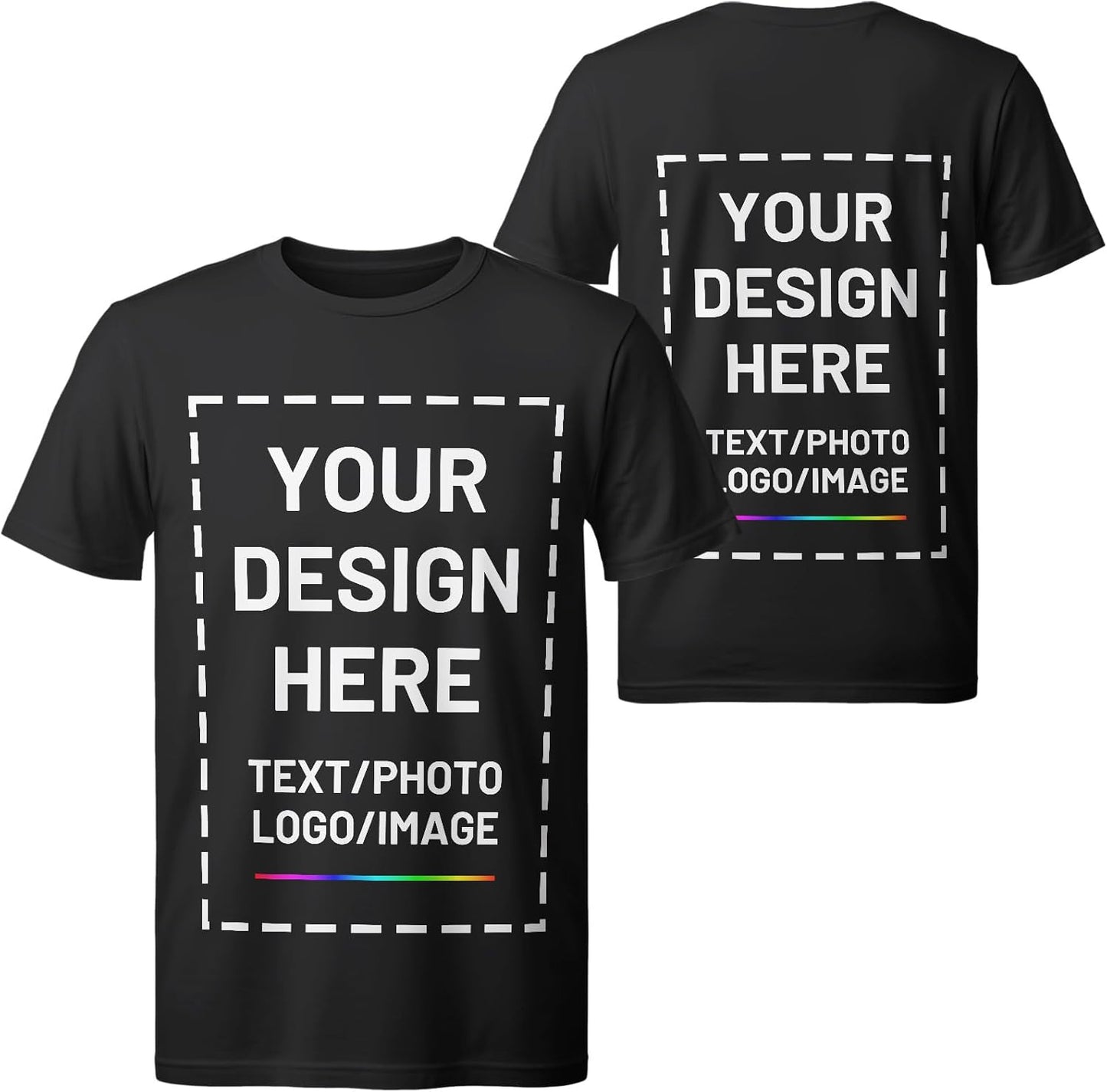 Custom T Shirts for Men Women, Personalized Shirts with Photo Logo Text, Customized T-Shirt Front & Back Print