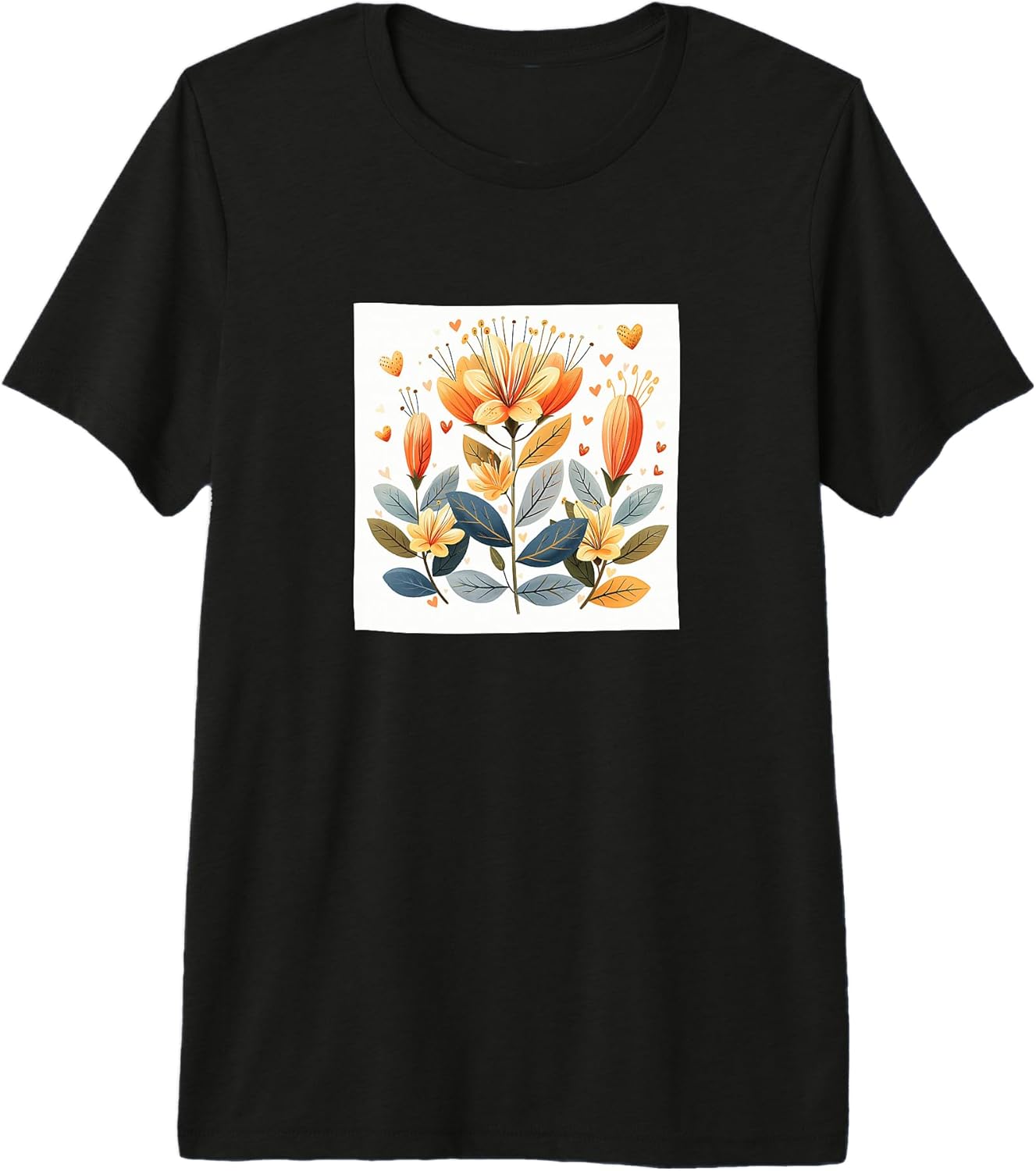 Honeysuckle Flowers And Hearts Boho Style Merch