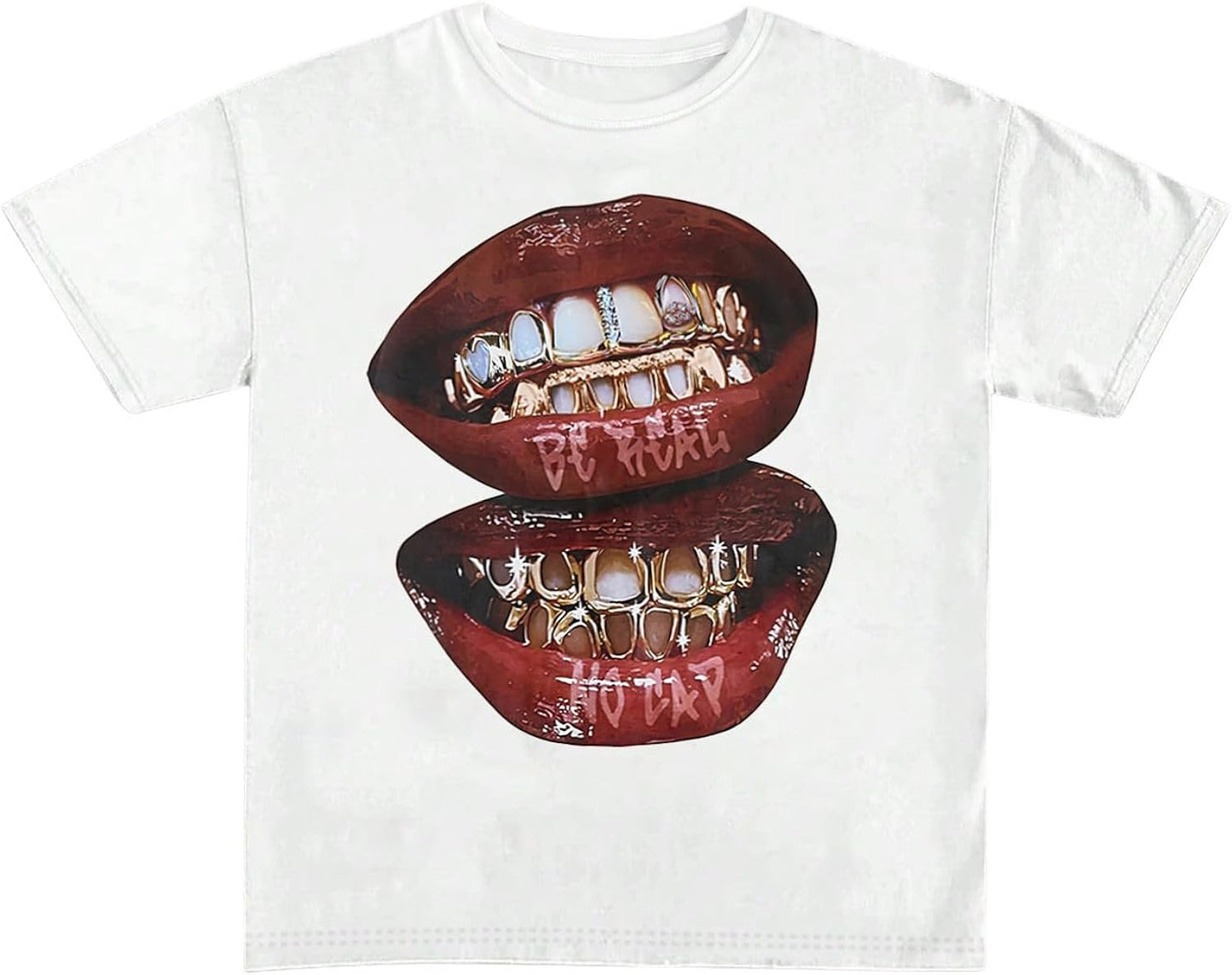 Graphic Tees for Women Lips Print 2000s Clothing Short Sleeve Graphic T Shirts Y2k Going Out Tops