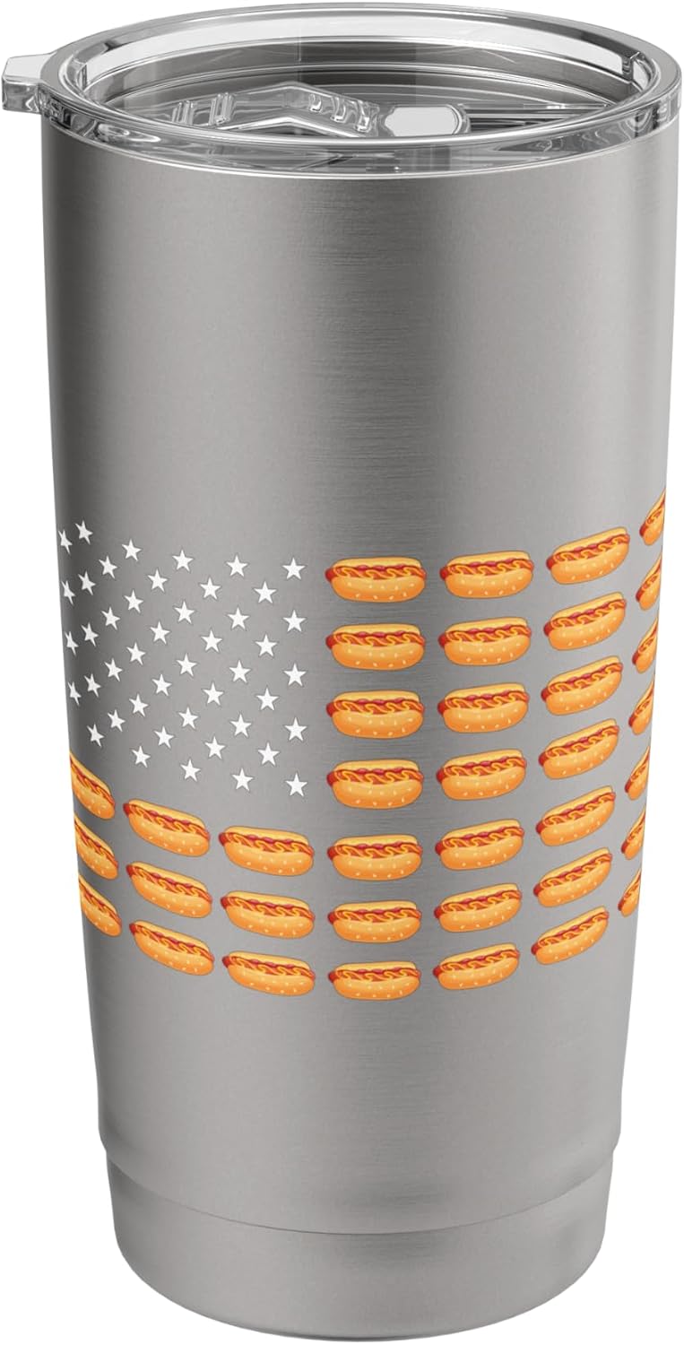 Hot Dog American Flag - Hot Dog Lover Fast Food Wiener Stainless Steel Insulated Tumbler