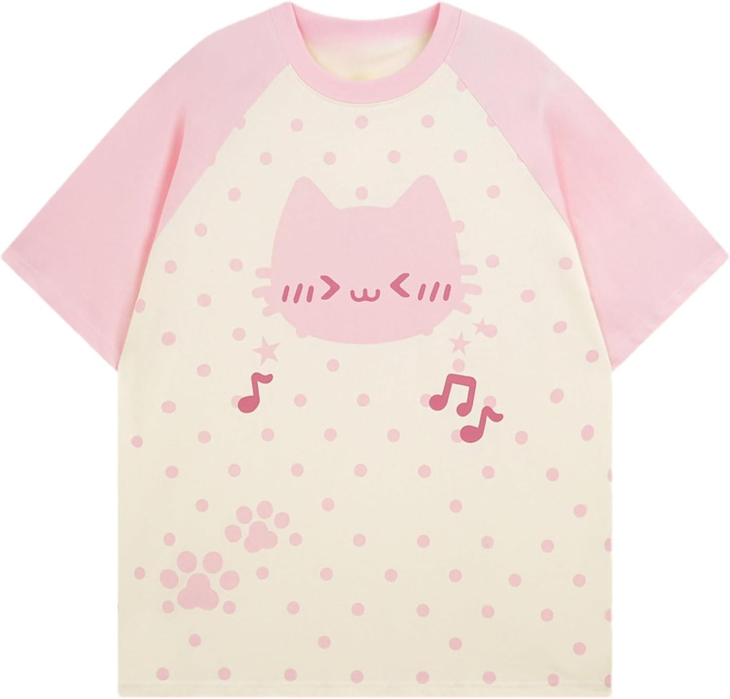 Y2K Cutecore Kawaii Teen Shirt Coquette Harajuku Oversize Japan Cat Print Cute Tshirt Top Clothes