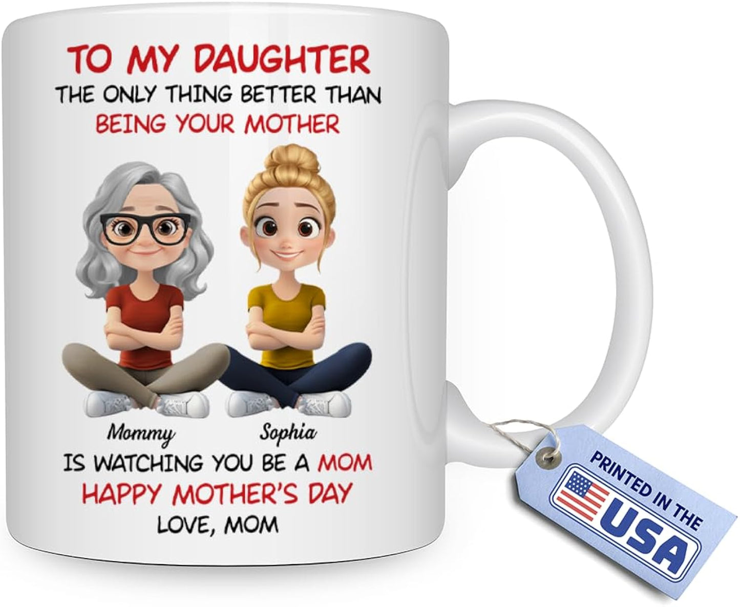 Wrappiness Personalized Mothers Day Mug Gift for Daughter from Mom - To My Daughter Custom Coffee Mug Gift for Women - Ceramic Coffee Cup Birthday Happy Mothers Day