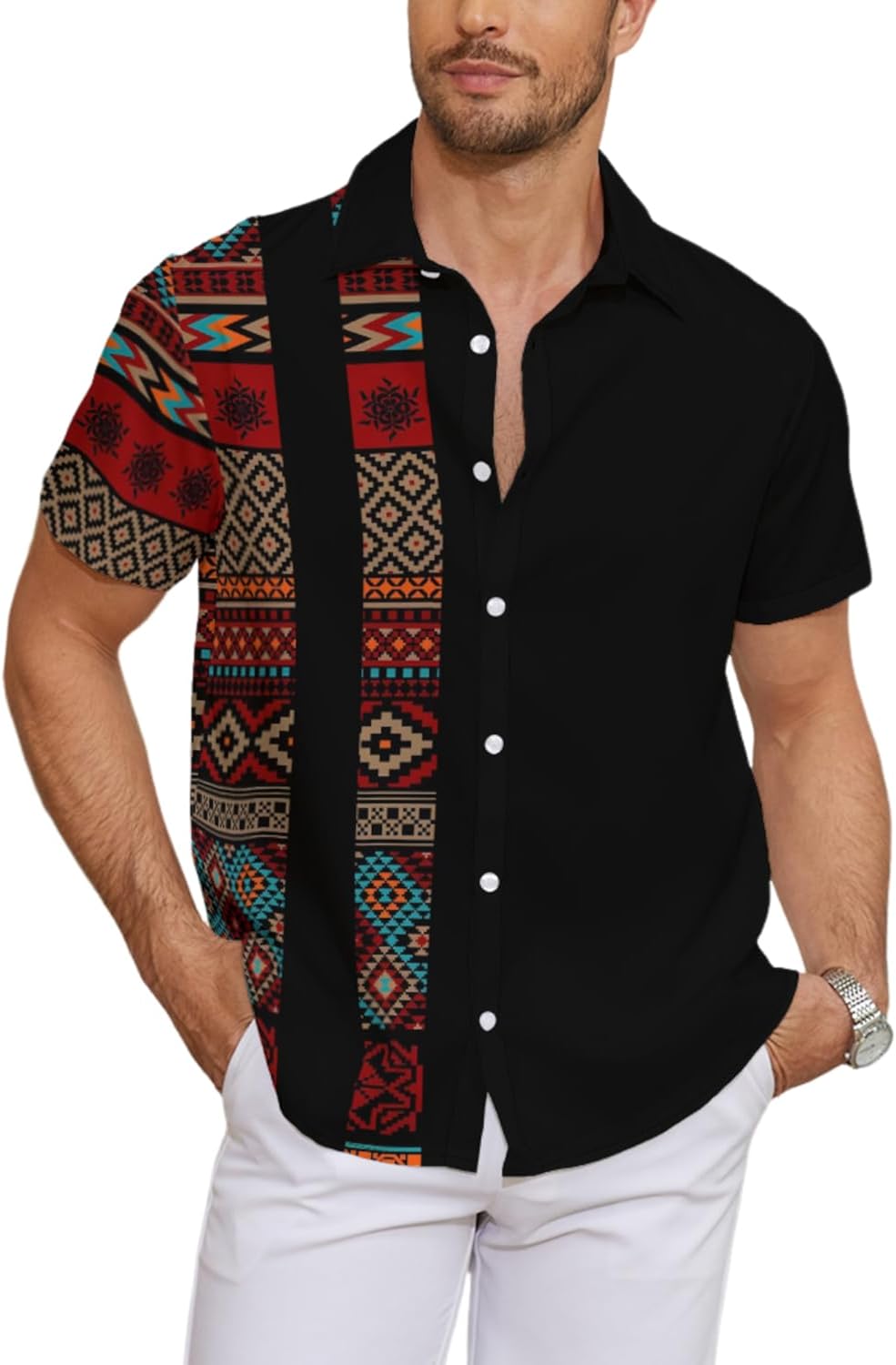 Men's Hawaiian Shirts Button Down Shirt Short Sleeve Tropical Vacation Beach Shirts