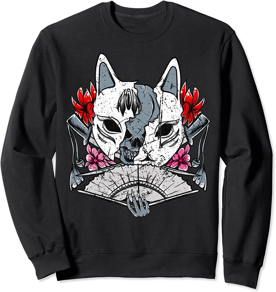 Japanese Anime Mask Kitsune Style Samurai Oni Monster Sweatshirt