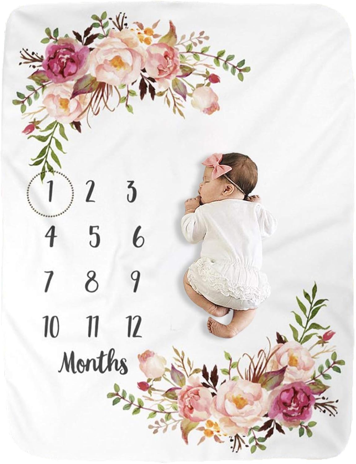 BUTTZO Milestone Blanket - Girl & Boy Baby Blankets, Large, Fleece, Monthly, Shower Gifts