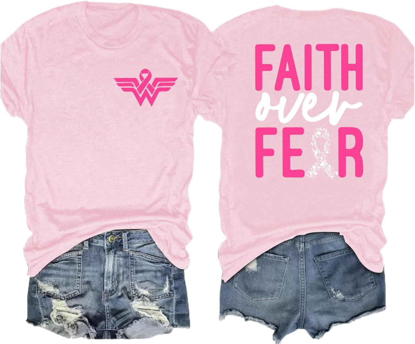 Breast Cancer Awareness Shirt Breast Cancer Shirts for Women Pink Ribbon T-Shirt Care Gift Tee Short Sleeve Tops