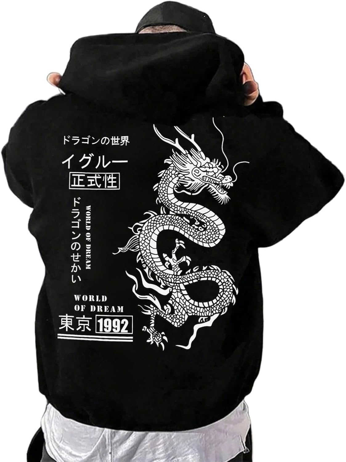 Men's Graphic Quarter Zip Hoodies Casual Long Sleeve Drop Shoulder Sweatshirt Pullover Streetwear Top