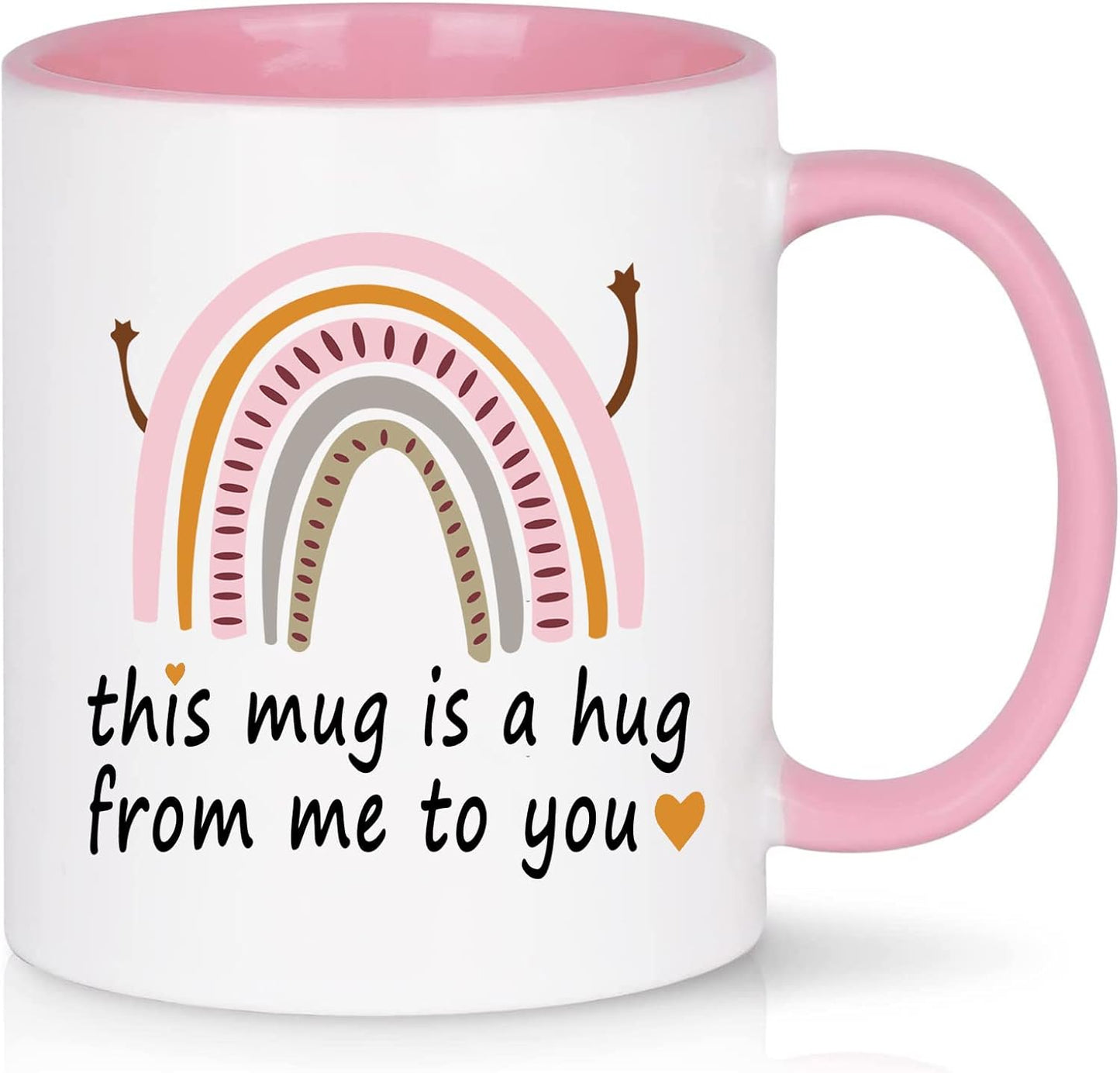 Friendship Gifts: Hug Mug - 11 Oz Pink, Perfect for Best Friends, Birthday, Christmas & White Elephant Gifts