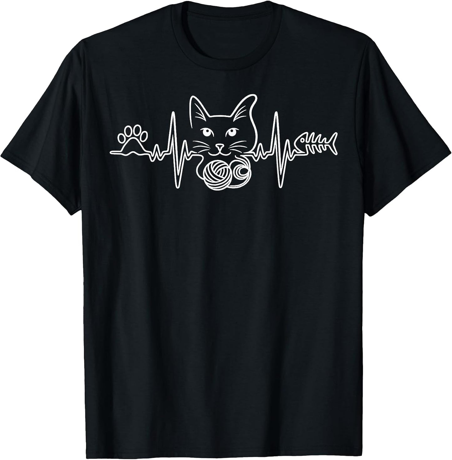 Heartbeat Cat Funny Kitty Gift For Cat Mom Cat Dad Cat Lover T-Shirt