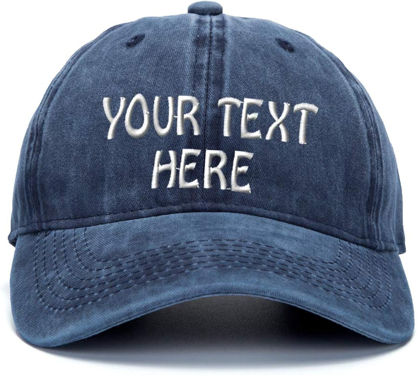 Custom Baseball Cap Name Text Word Embroidered Dad Hat. Unstructured Adjustable Metal Buckle