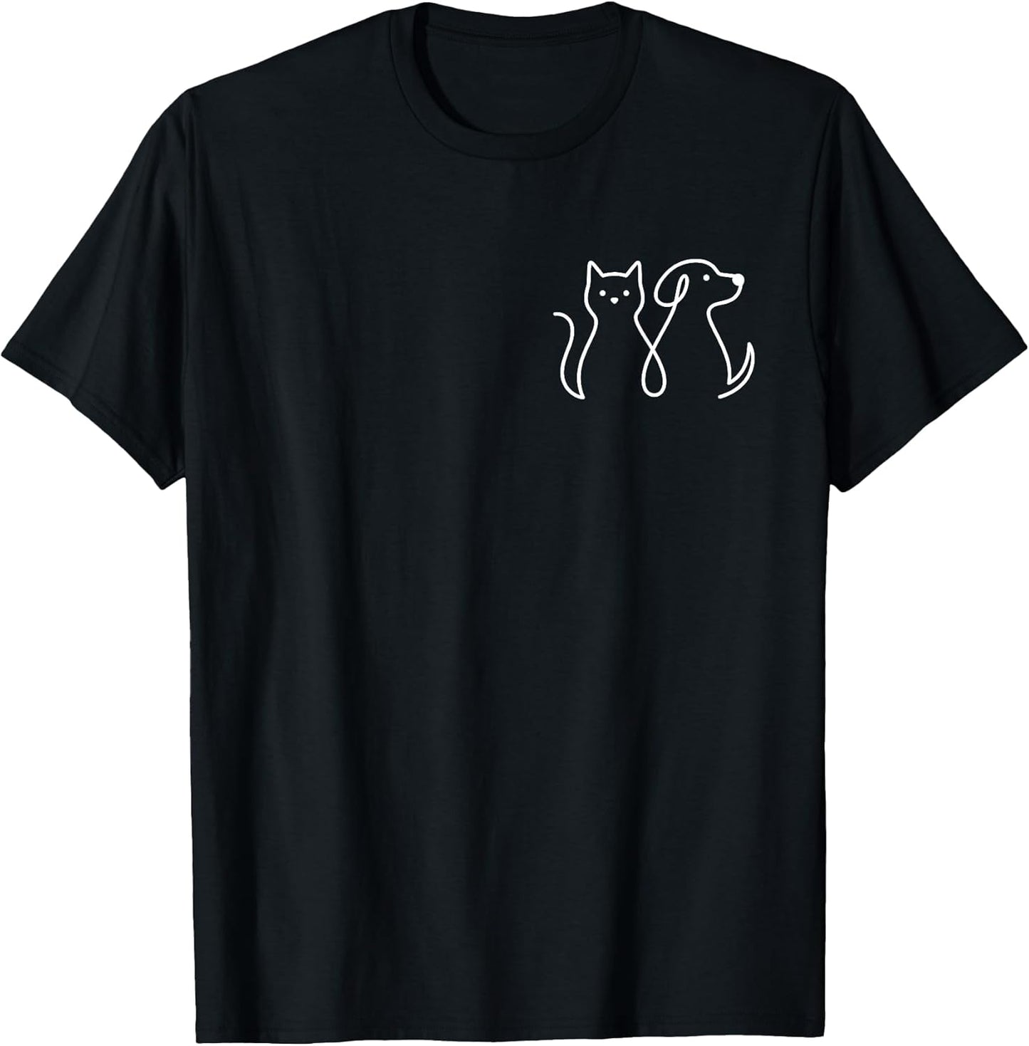 Cat and Dog Pocket Animal Lover Funny Pet Cute Cat Dog Art T-Shirt