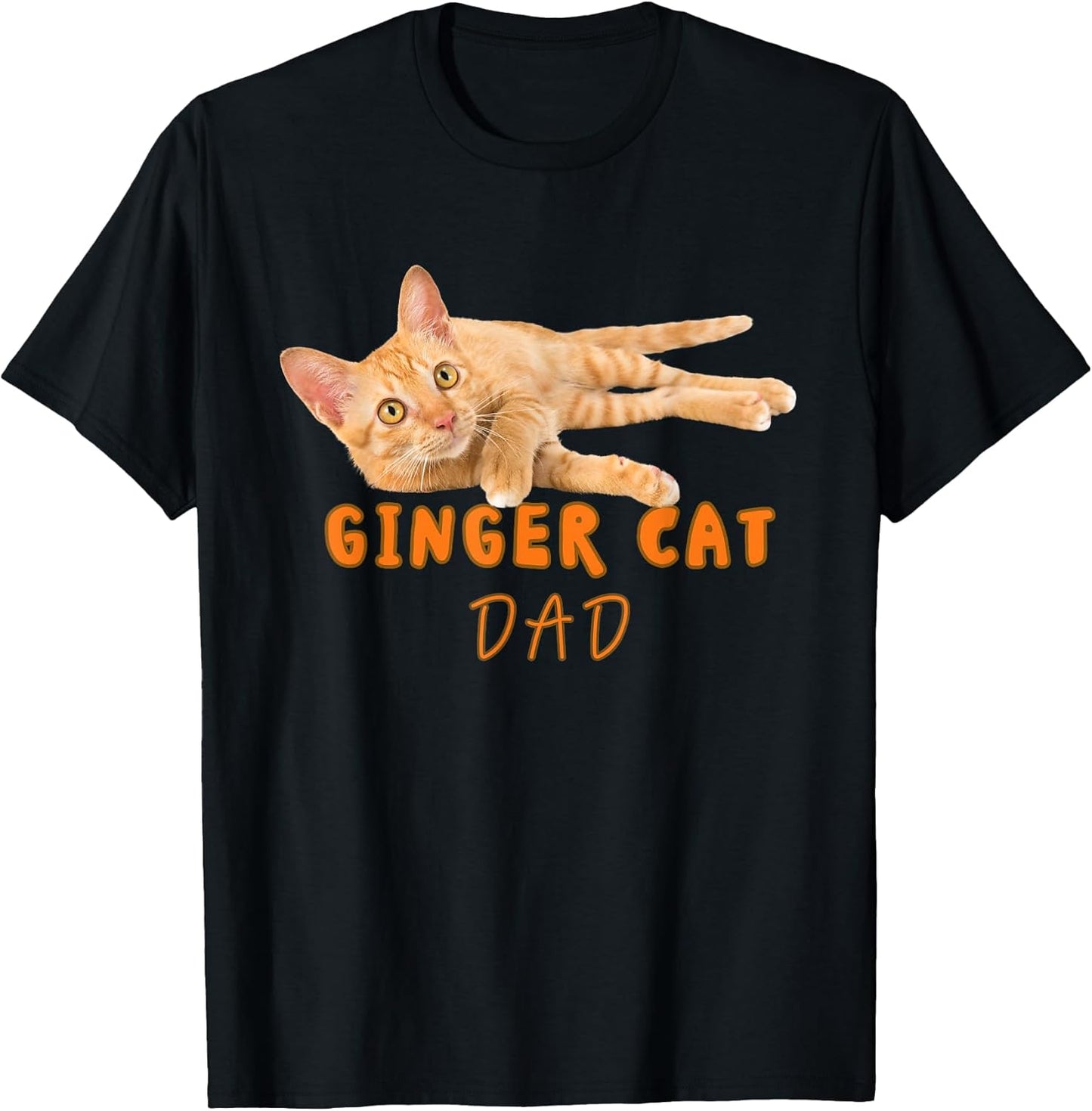 Ginger Cat Dad Funny Cute Lazy Orange Tabby Cat Lover T-Shirt