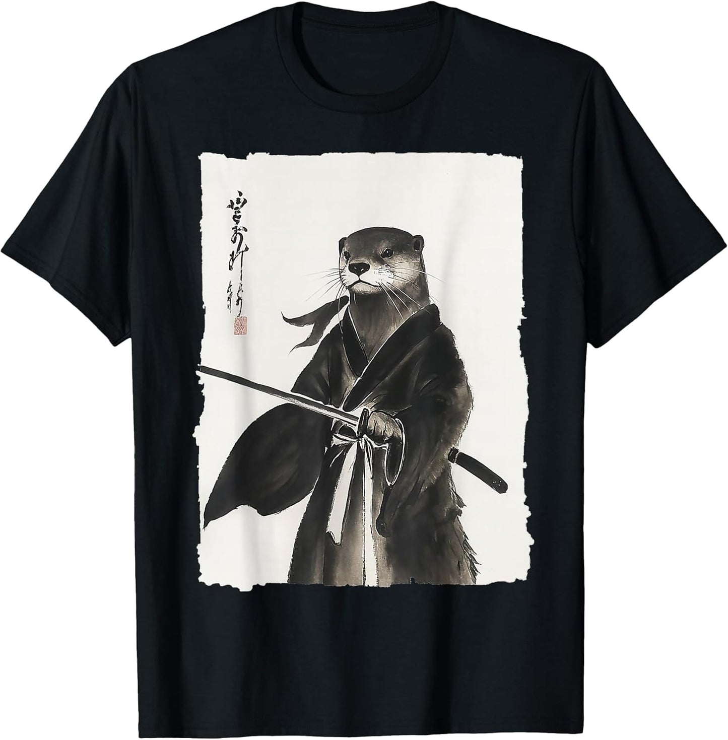 Otter Samurai Janpanese Vintage Warrior Art Anime Graphic T-Shirt