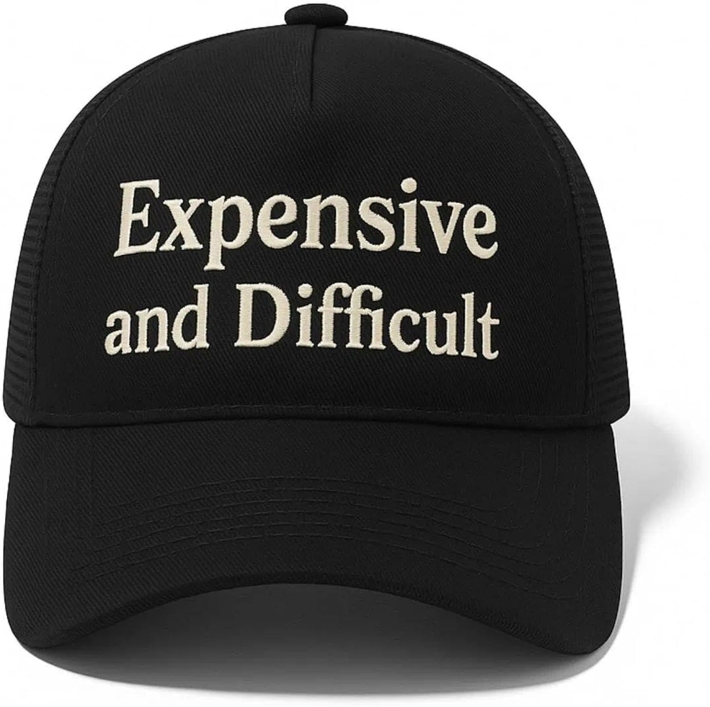 Expensive and Difficult Trucker Hat – Funny Women’s Baseball Cap with 3D Embroidery – Adjustable Vintage Style Hat
