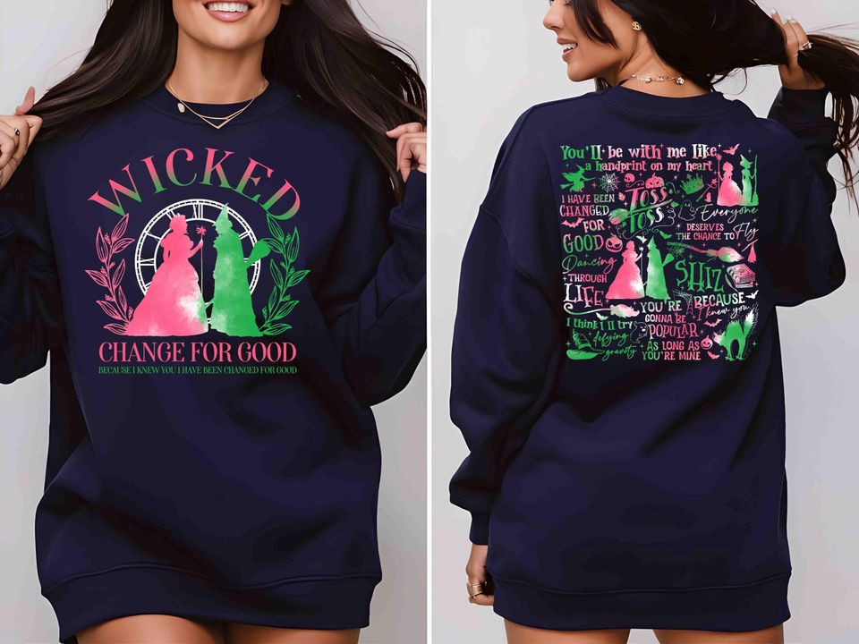 Wicked Defy Gravity Double-Sided Sweatshirt for Kids - Black Activewear Clothing - Iconic Broadway Musical Gift